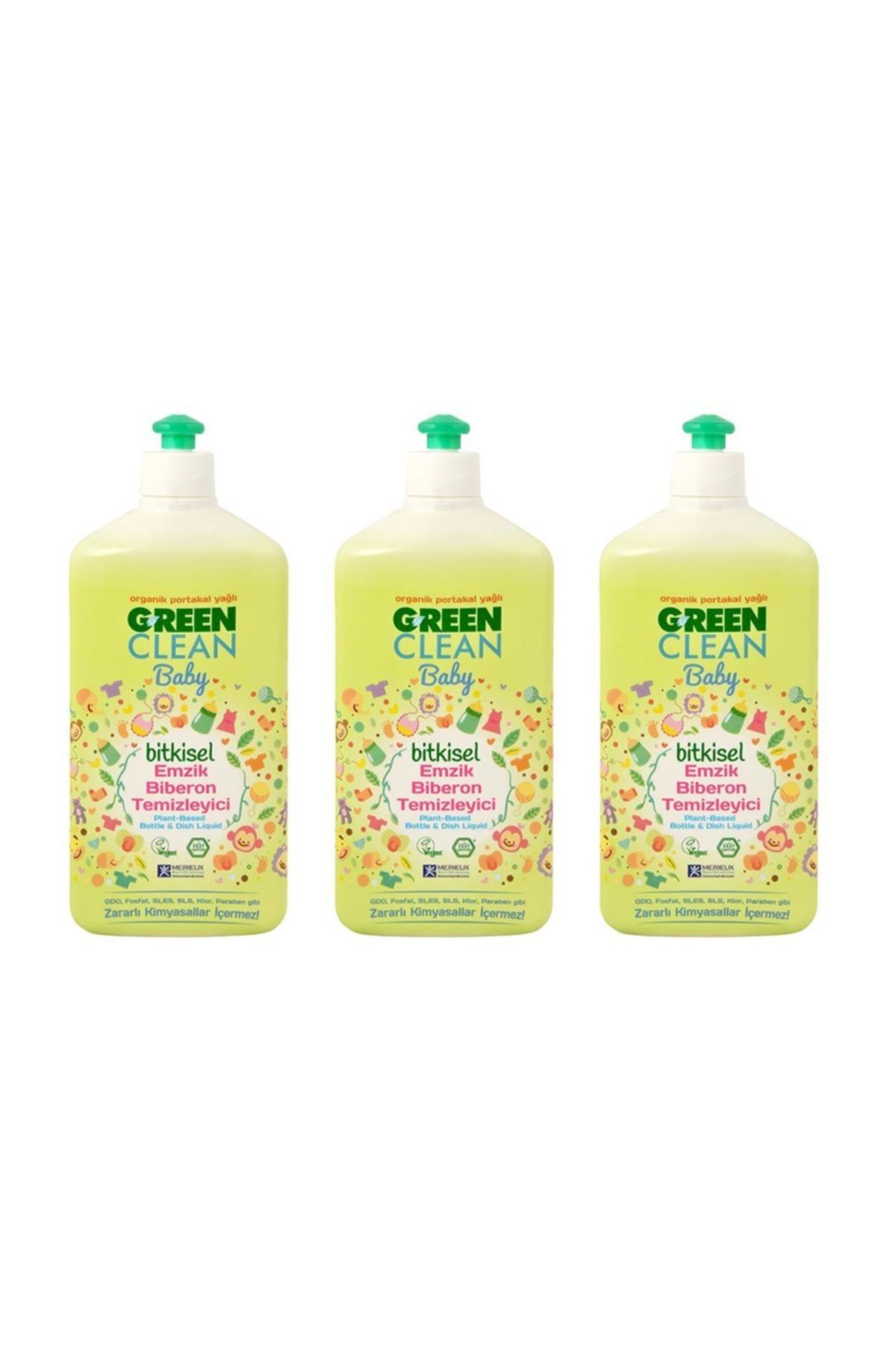 Green Clean Organik Portakal Yağlı Baby Biberon Emzik Temizleyici 500 ml - 3'lü set