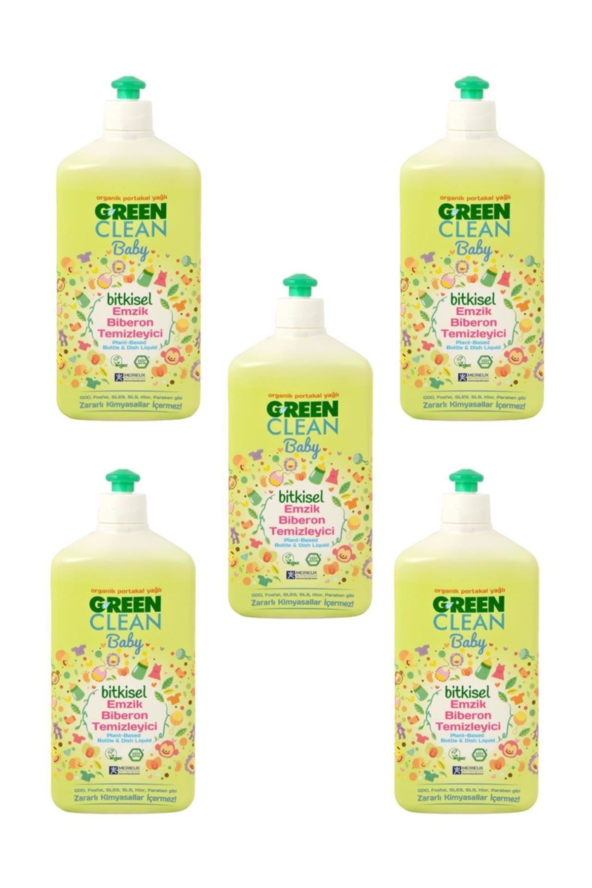 Green Clean Organik Portakal Yağlı Baby Biberon Emzik Temizleyici 500 ml - 5'li set