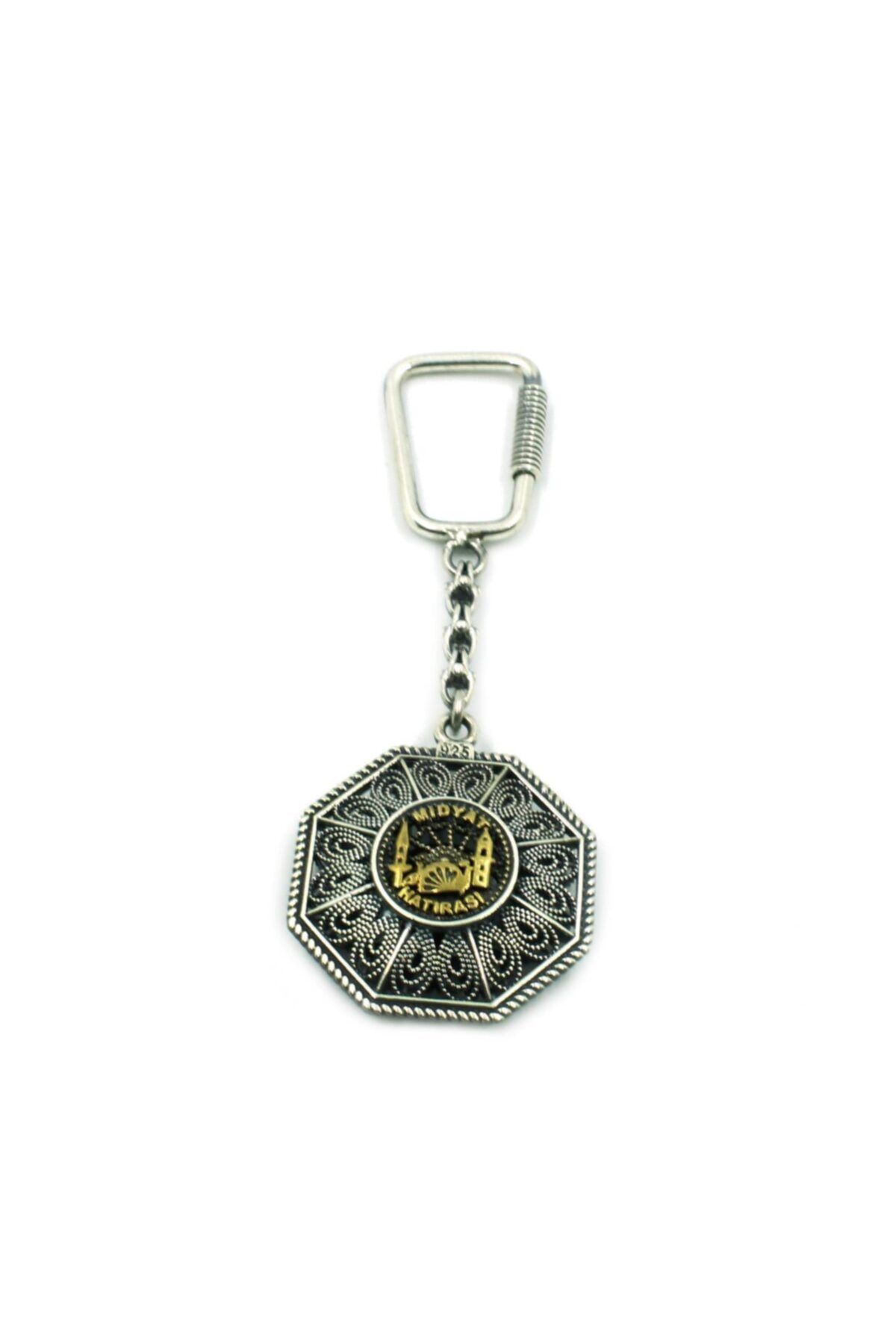Aykat Midyat Hatırası Logolu Oksitli Telkari Gümüş Anahtarlık Ant-46