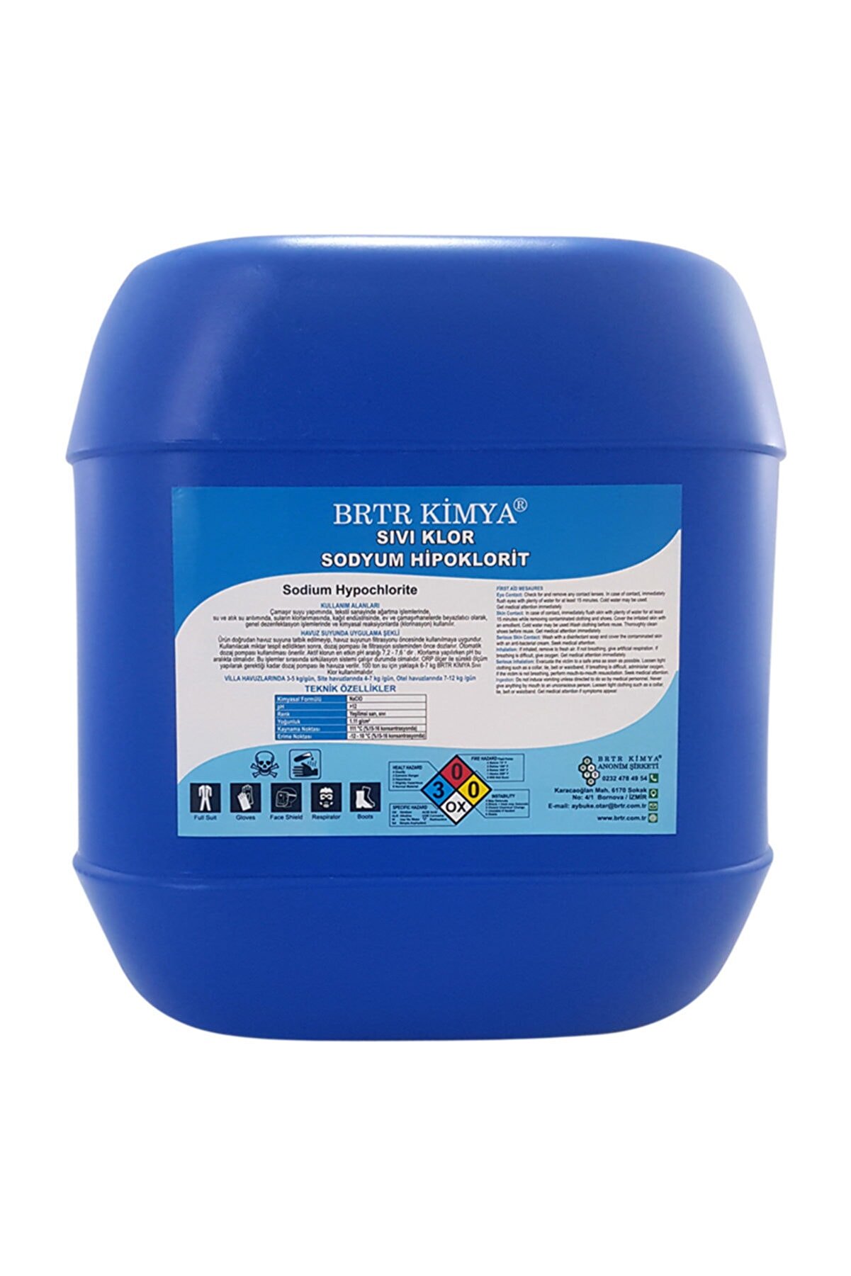 Brtr Kimya Saf Sıvı Klor Sodyum Hipoklorit - 25 kg