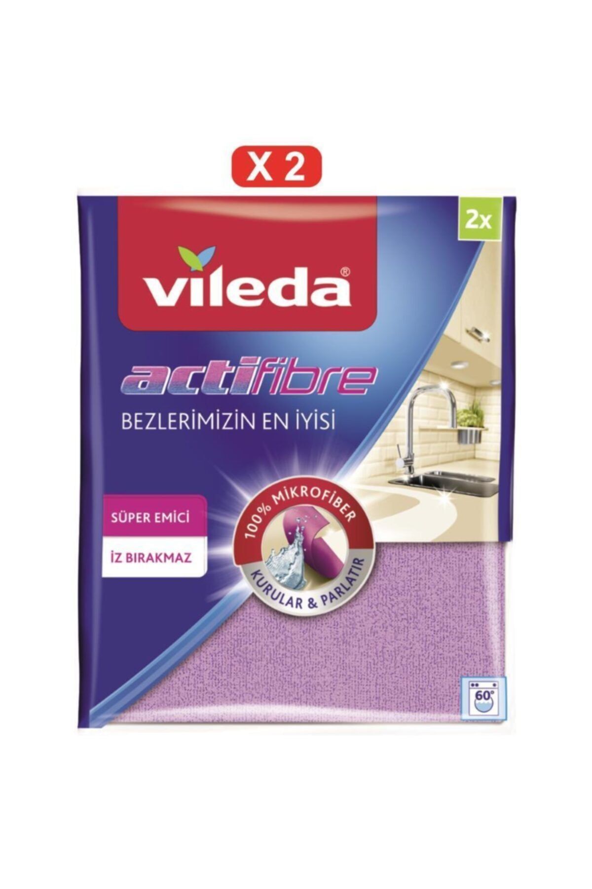 Vileda 2 Paket  2'li Actifibre Mikrofiber Bez