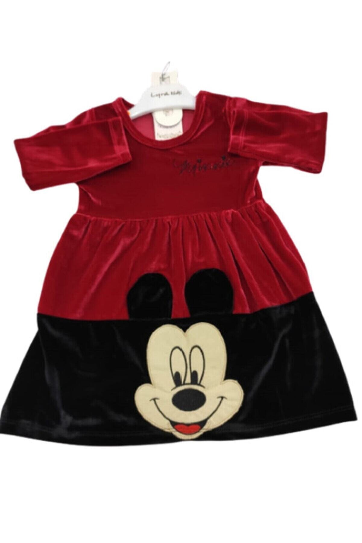Lyra Kız Çocuk Kırmızı Mickey Mouse Elbise