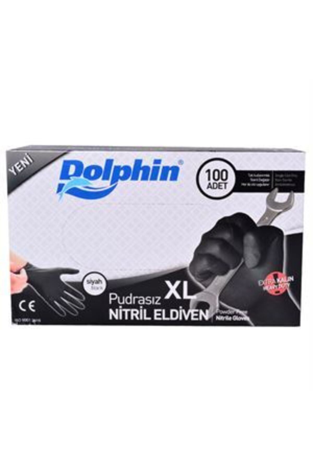 Dolphin Nitril Eldiven Pudrasız Siyah Xl Extra Kalın