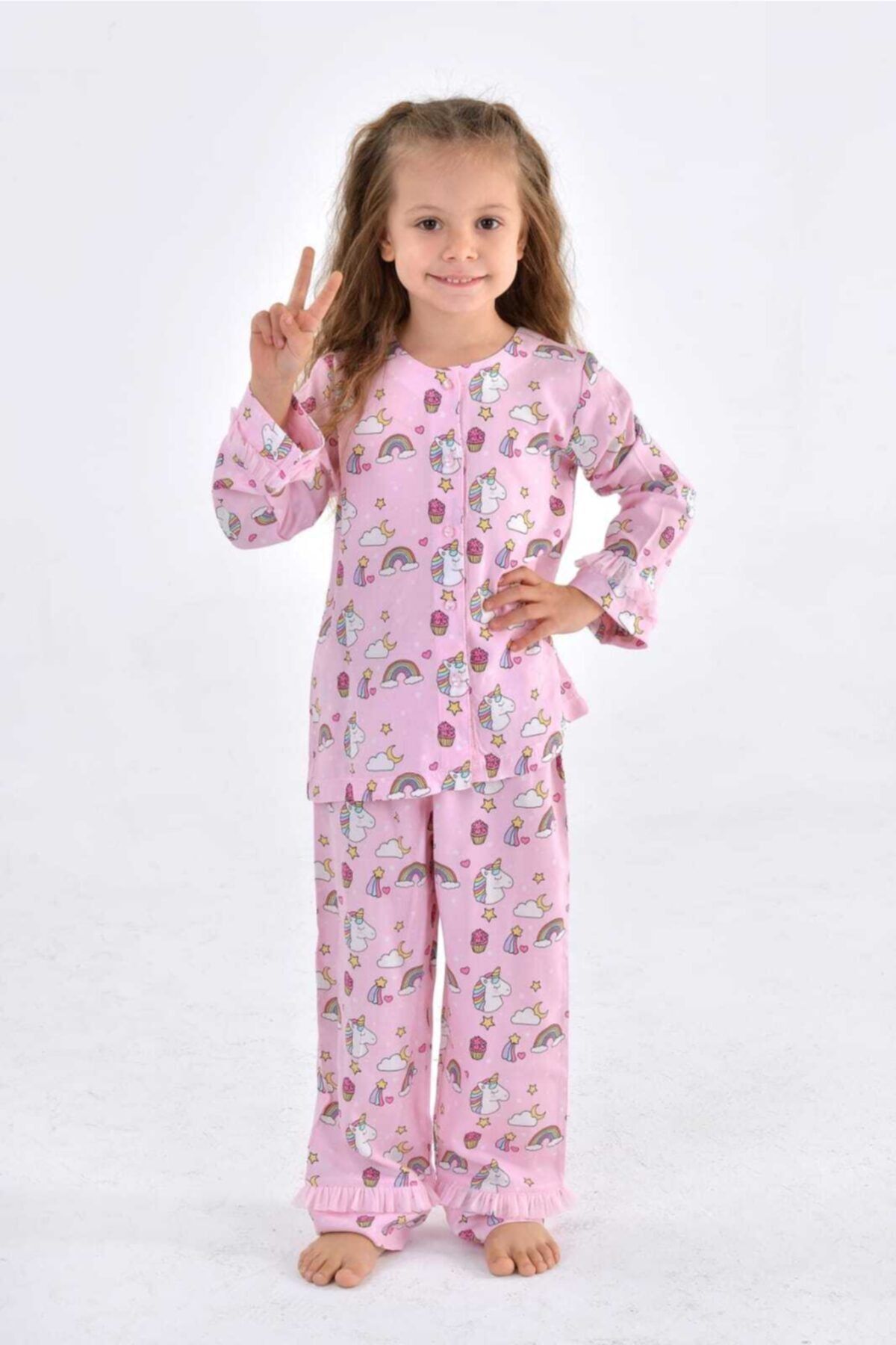 MONİTA Unicorn Baskılı Kız Çocuk Pijama Takımı