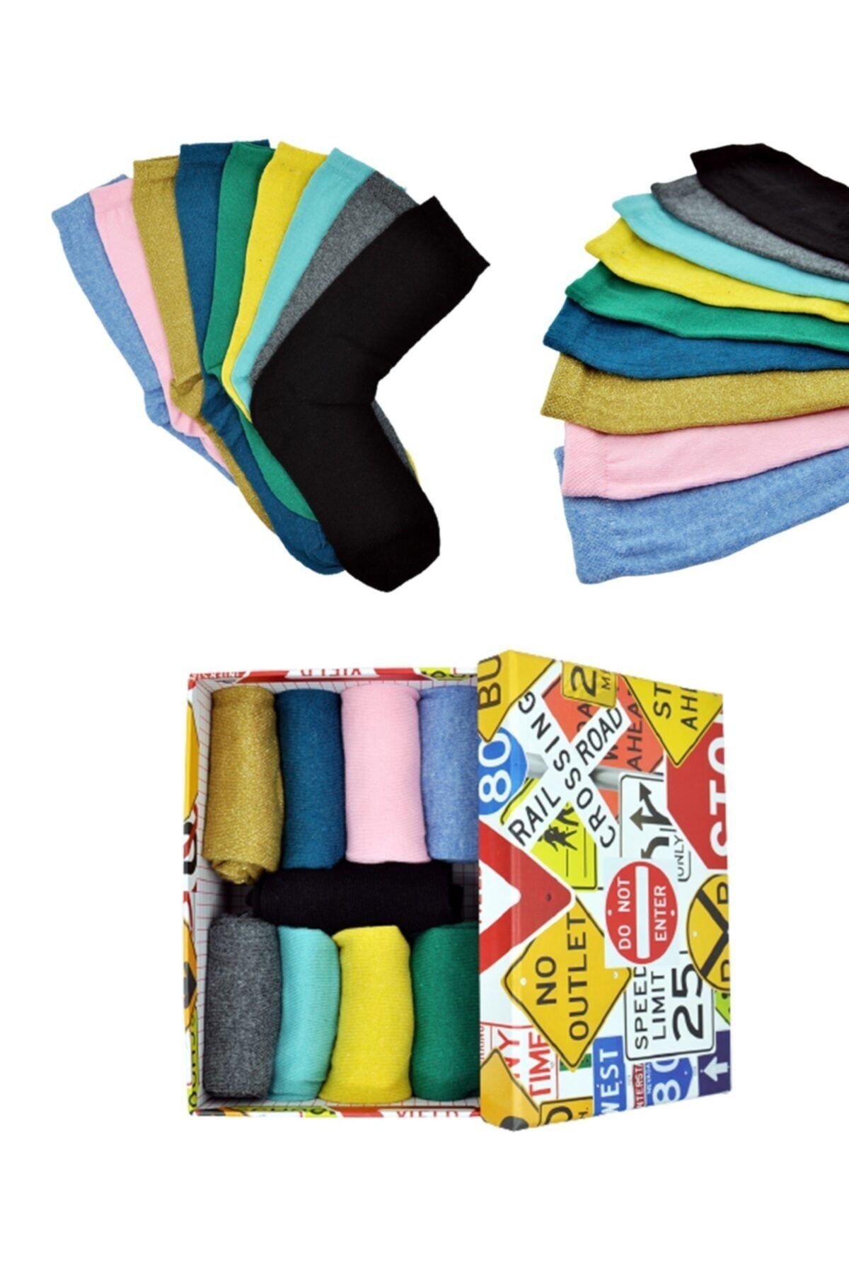 Happy Socks 9'lu Pastel Renkler Çorap Seti Özel Kutulu
