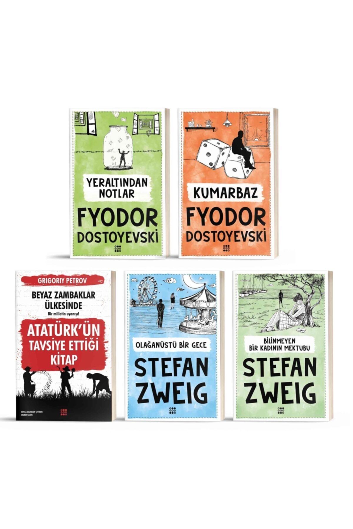 Dokuz Yayınları Modern Dünya Klasikleri 2 Dostoyevski Stefan Zweig Petrov 5 Kitap Beyaz Zambaklar Ülkesinde