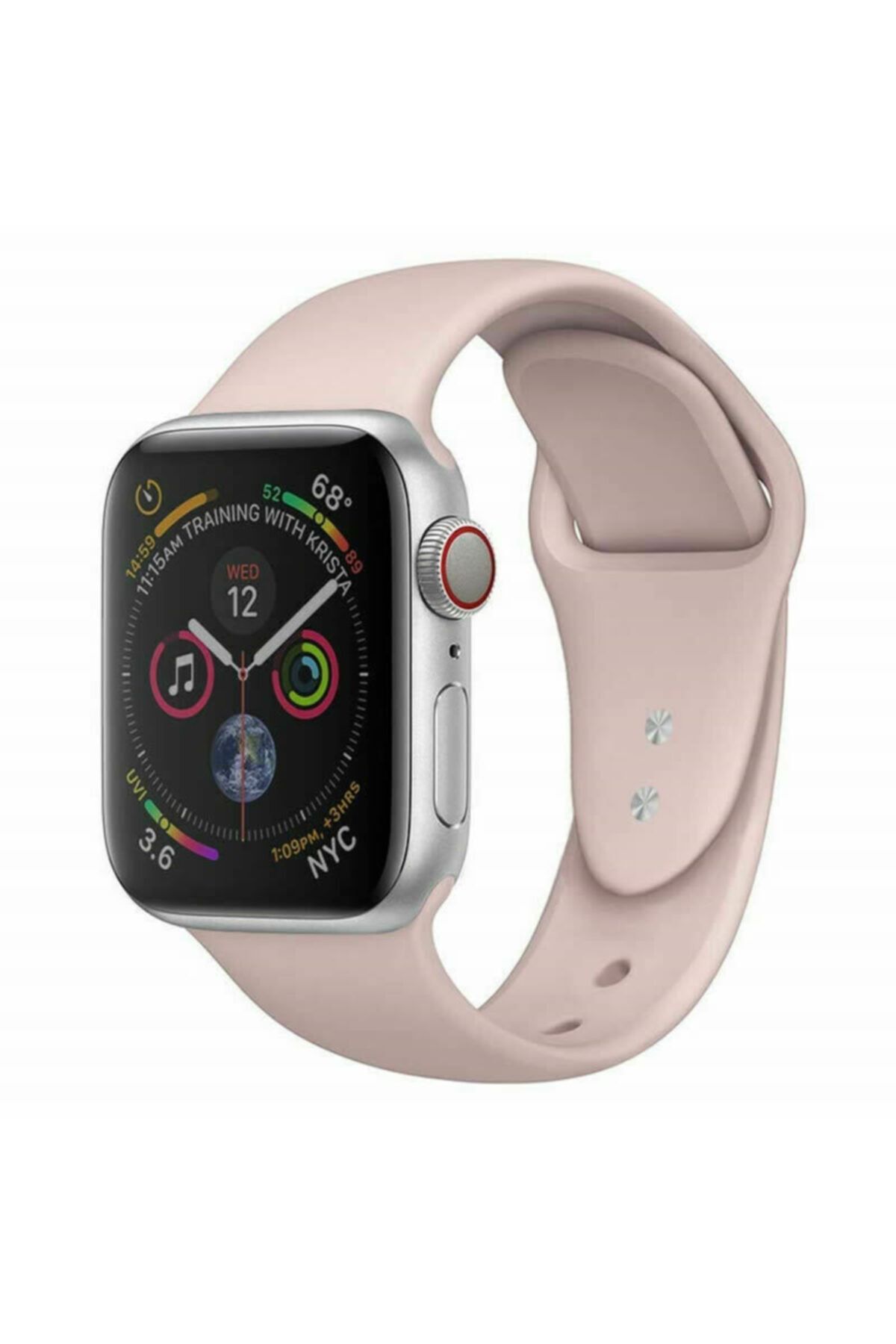 Bilişim Aksesuar Apple Watch 42 44 45 49 Mm Watch Ultra Silikon Kordon Krem Rengi
