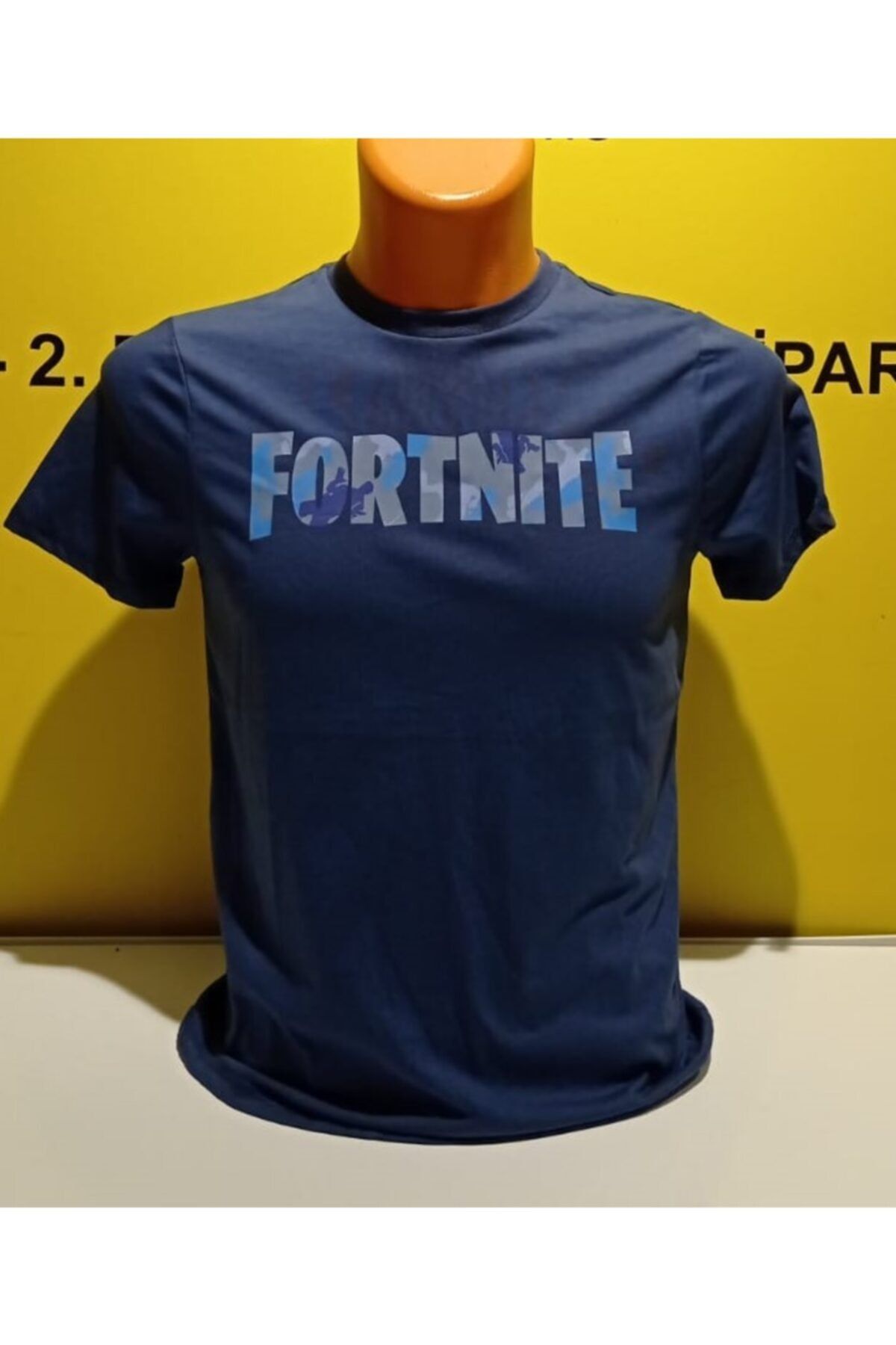 Overgame Fortnite Kamuflaj Baskılı Lacivert T-shirt Medium