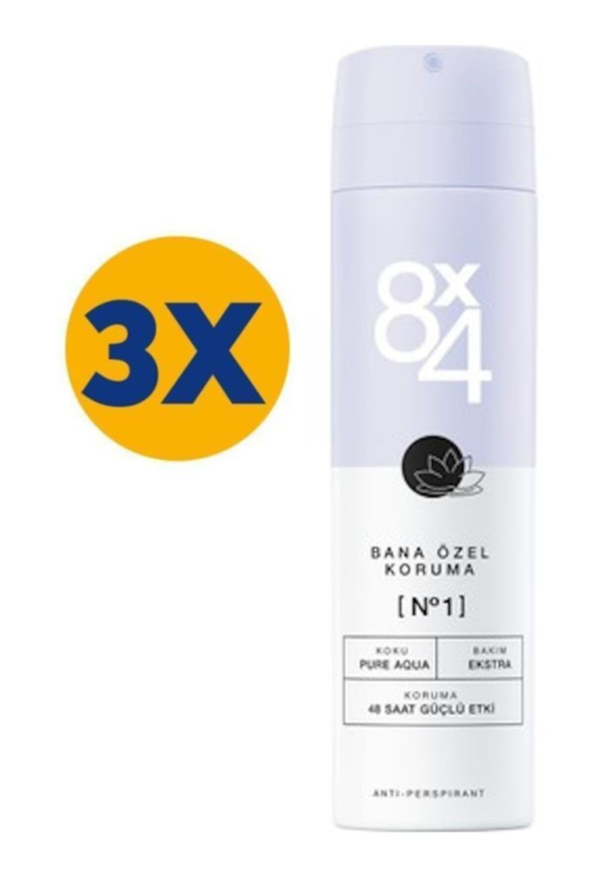 8x4 No.1 Pure Aqua Kadın Sprey Deodorant 150ml X 3 Adet