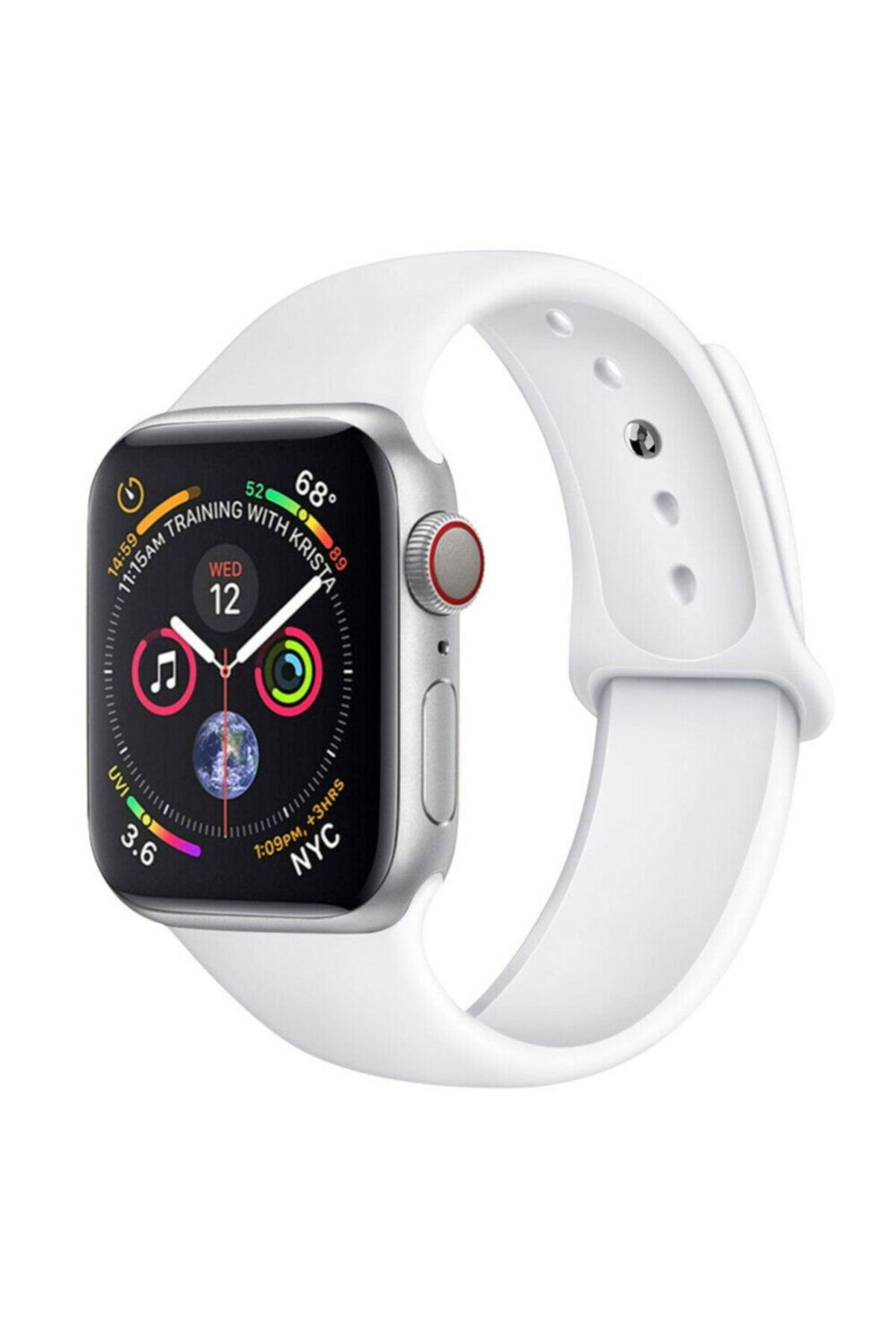 Bilişim Aksesuar Apple Watch 42 44 45 49 Mm Watch Ultra Silikon Kordon Beyaz