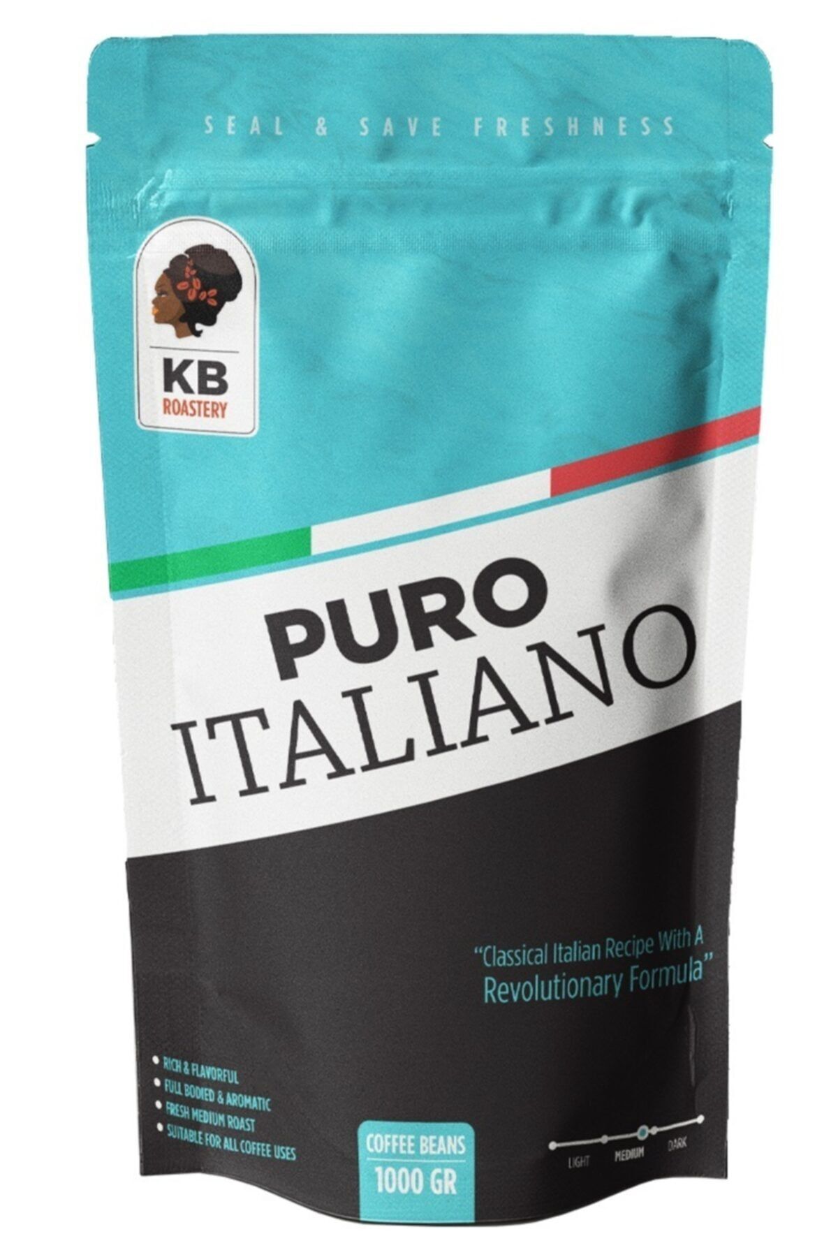 KOFFIEBOON Puro Italiano - 1 Kg - Çekirdek Kahve / Orta Kavrulmuş / Filtre Kahve Harmanı / Öğütülmemiş /