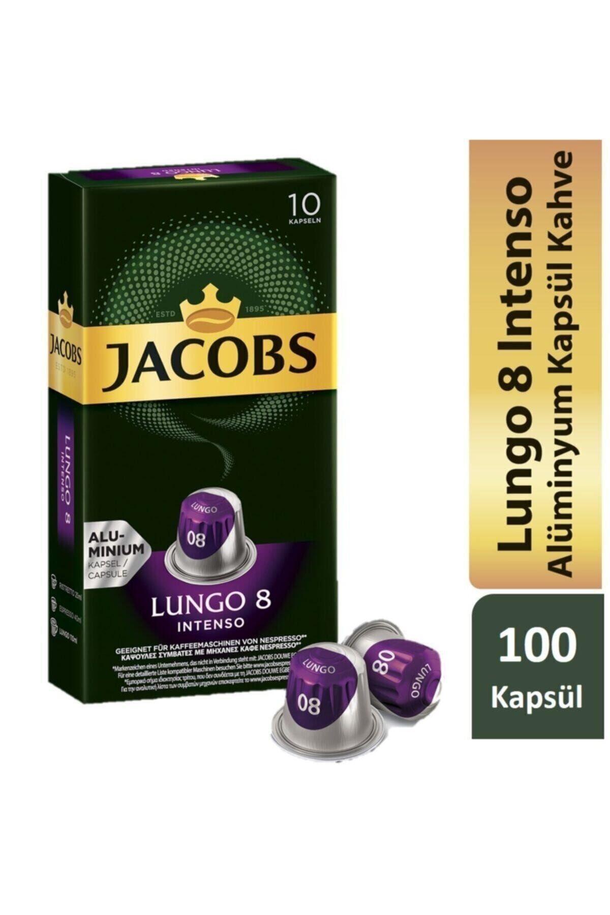 Jacobs Lungo 8 Intenso Nespresso Uyumlu Alüminyum Kapsül Kahve 10 Adet X 10 Paket