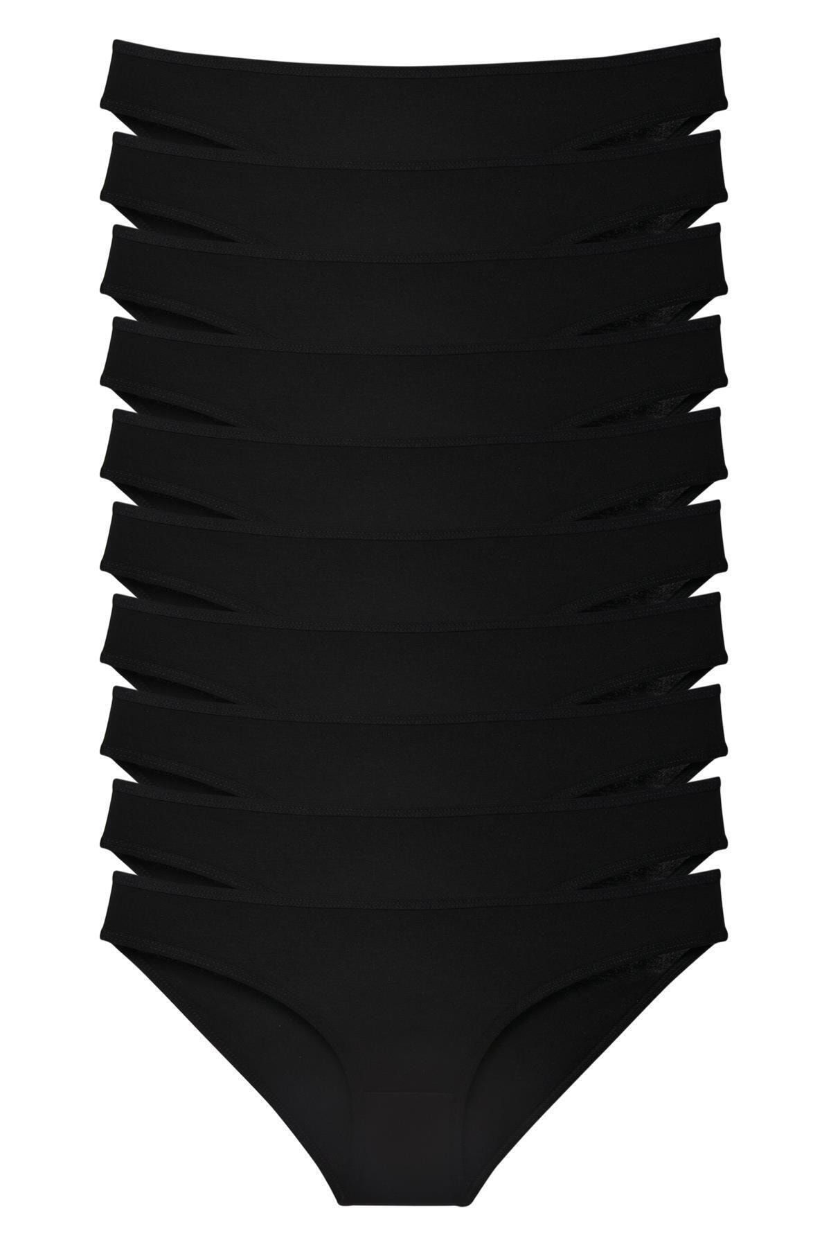 Genel Markalar Kadın Siyah Bikini Külot 10'lu Paket