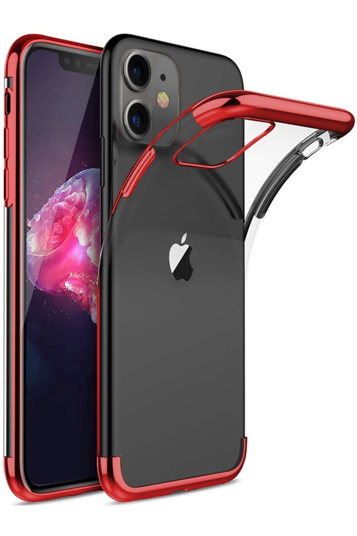 Apple Iphone 11 Kılıf Lazer Boyalı Renkli Esnek Silikon Şeffaf