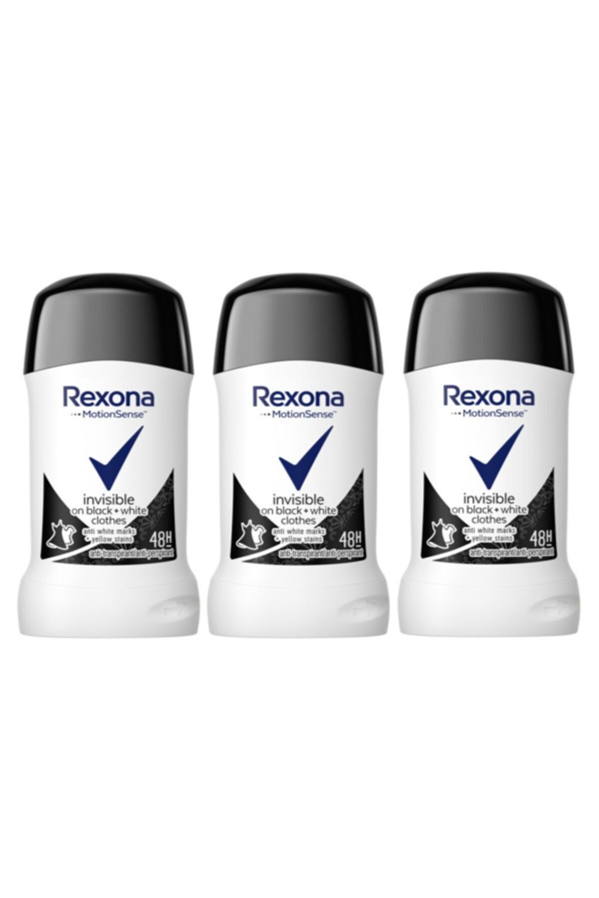 Rexona Motion Sense Invisible On Black + White Clothes Anti Perspirant 48h 40 ml X 3 Adet