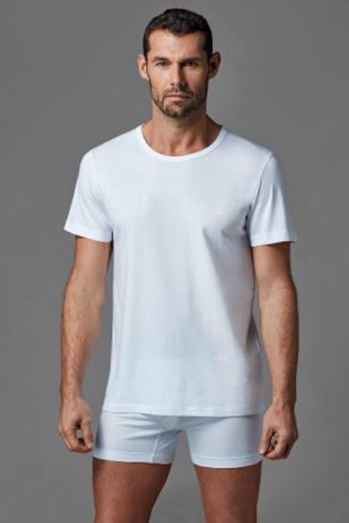 Eros Erkek Beyaz Sıfır Yaka T-shirt 2'li