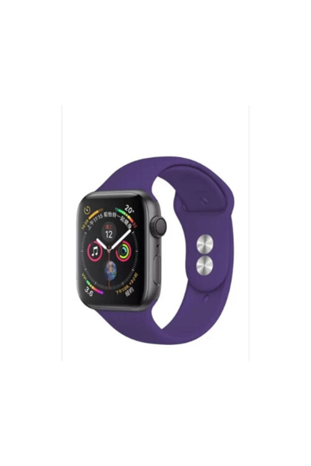 Bilişim Aksesuar Apple Watch 38 - 40 - 41 Mm Spor Kordon Silikon Kayış Mor S / M Beden