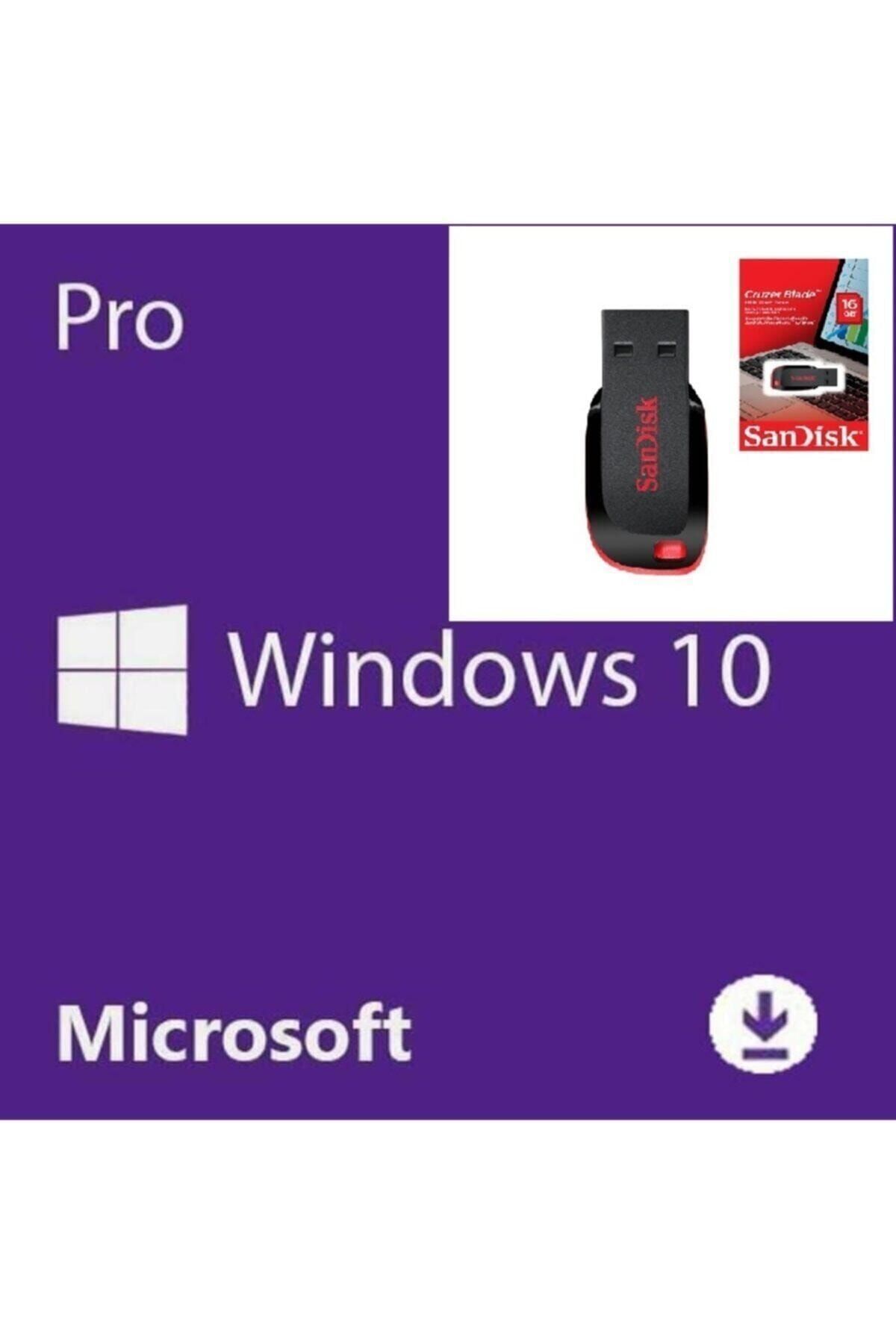 ESRA ŞELEM Windows 10 Pro Lisans Key+windows 10 Yüklü Sandisk 16 Gb Usb-ömür Boyu Kullanım-full Versiyon