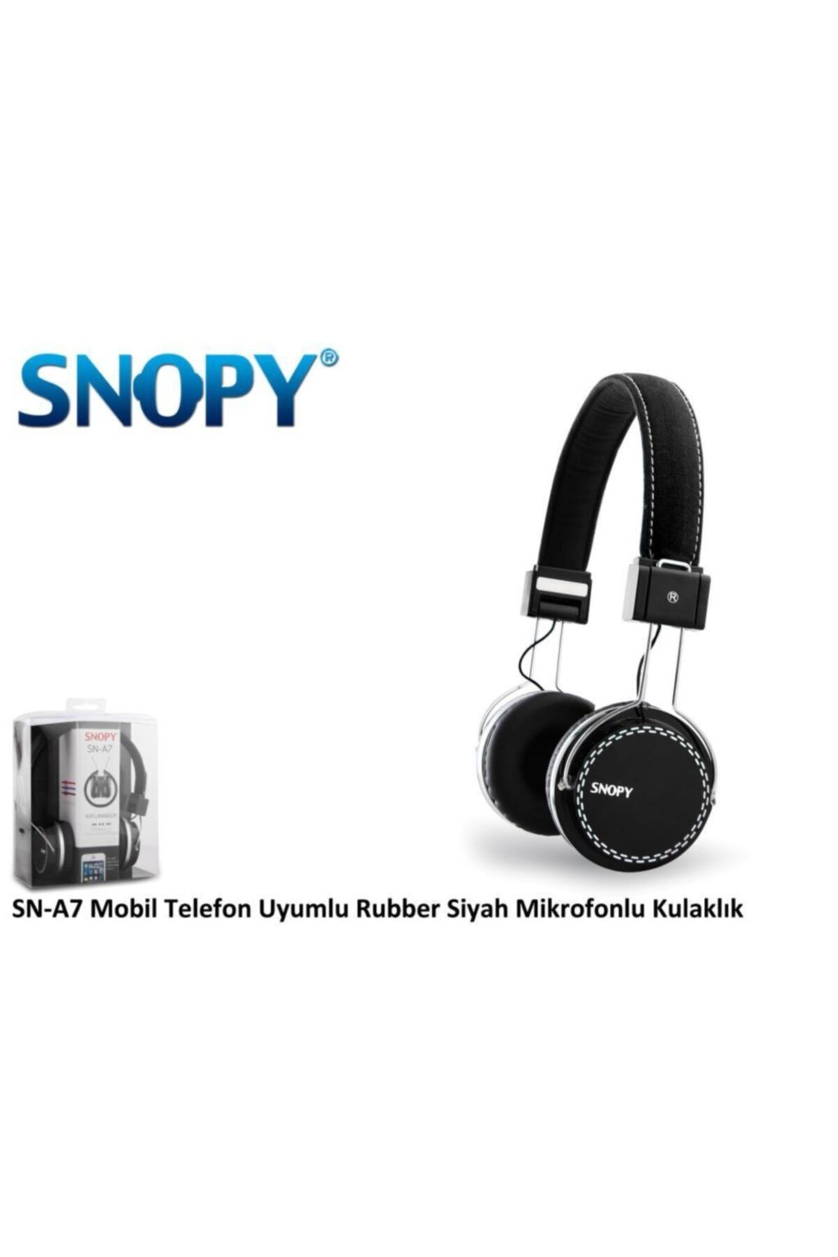 SNOOPY Snopy Mobil Telefon Uyumlu Rubber Siyah Mikrofonlu Kulaklık Sn-a7
