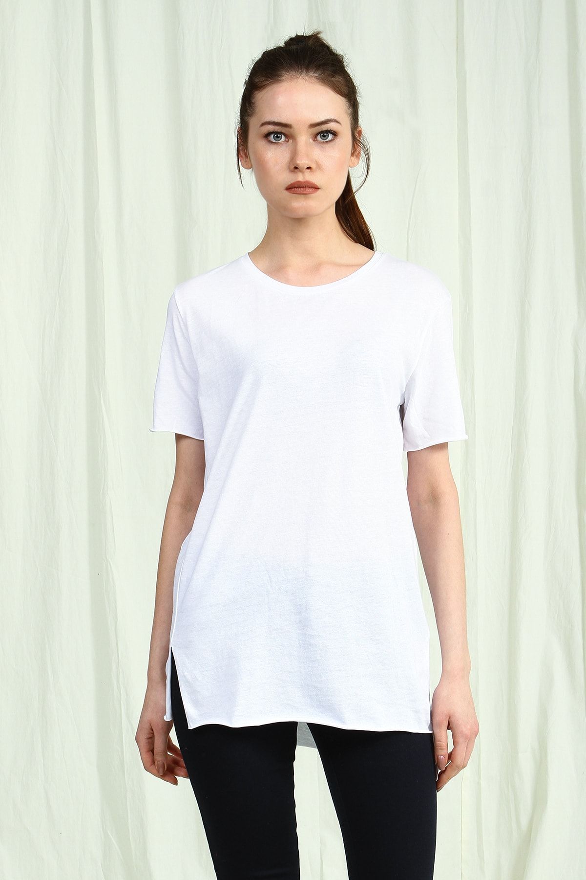 Collezione Beyaz Kadın Sıyah Spor Regular Kısa Kol T-shirt