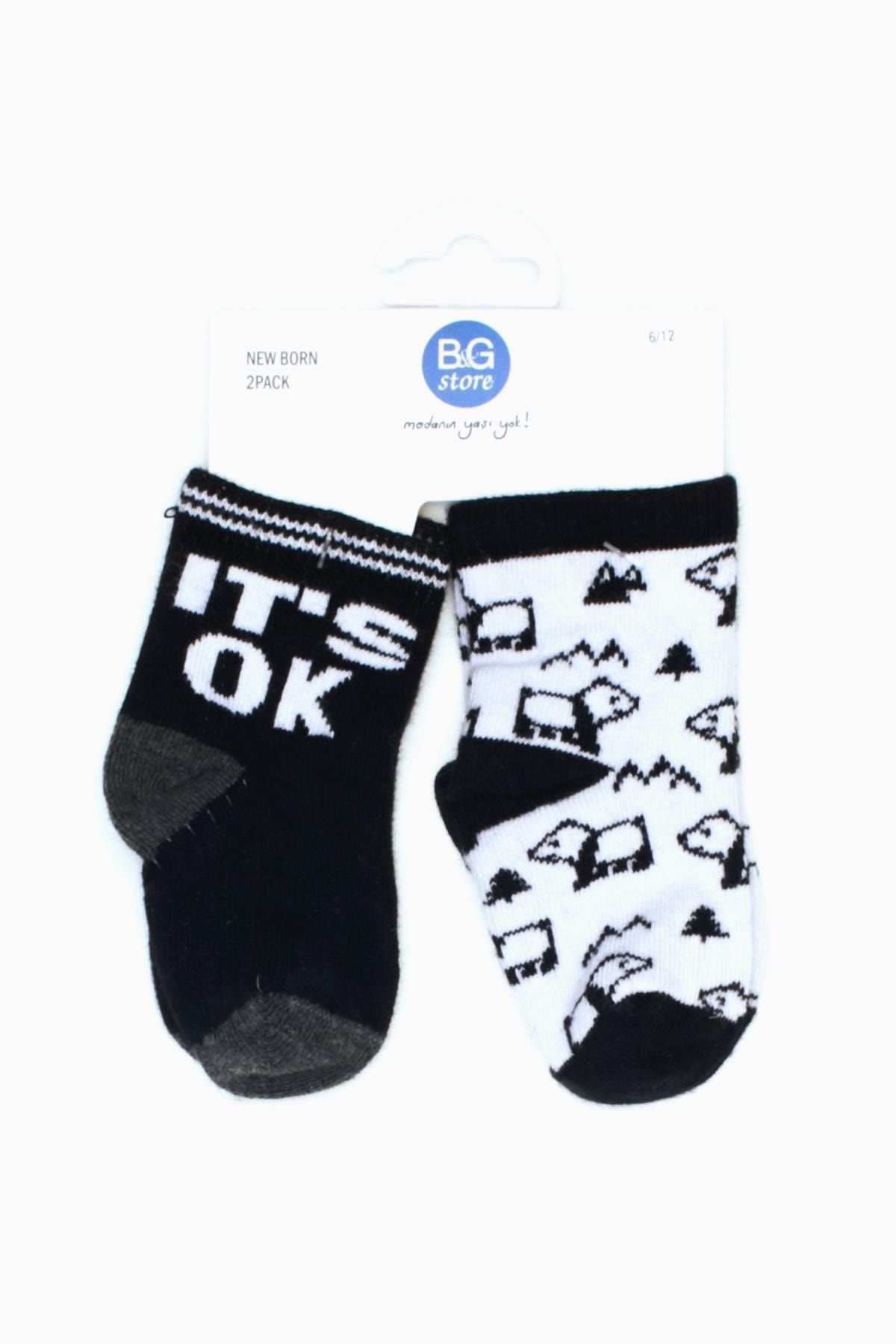 B&G Çorap Kız Bebek Siyah 2li Soket Çorap 18fw0bs2016