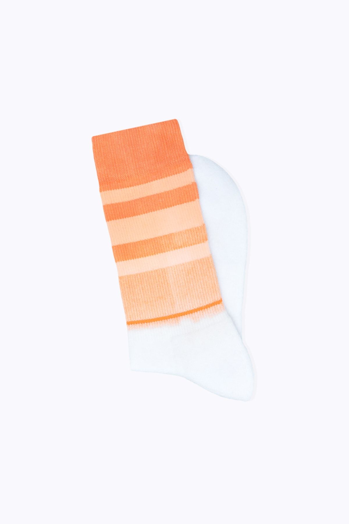 Socks Academy Beyaz Çizgili Havlu Tabanlı Turuncu Ebruli Çorap