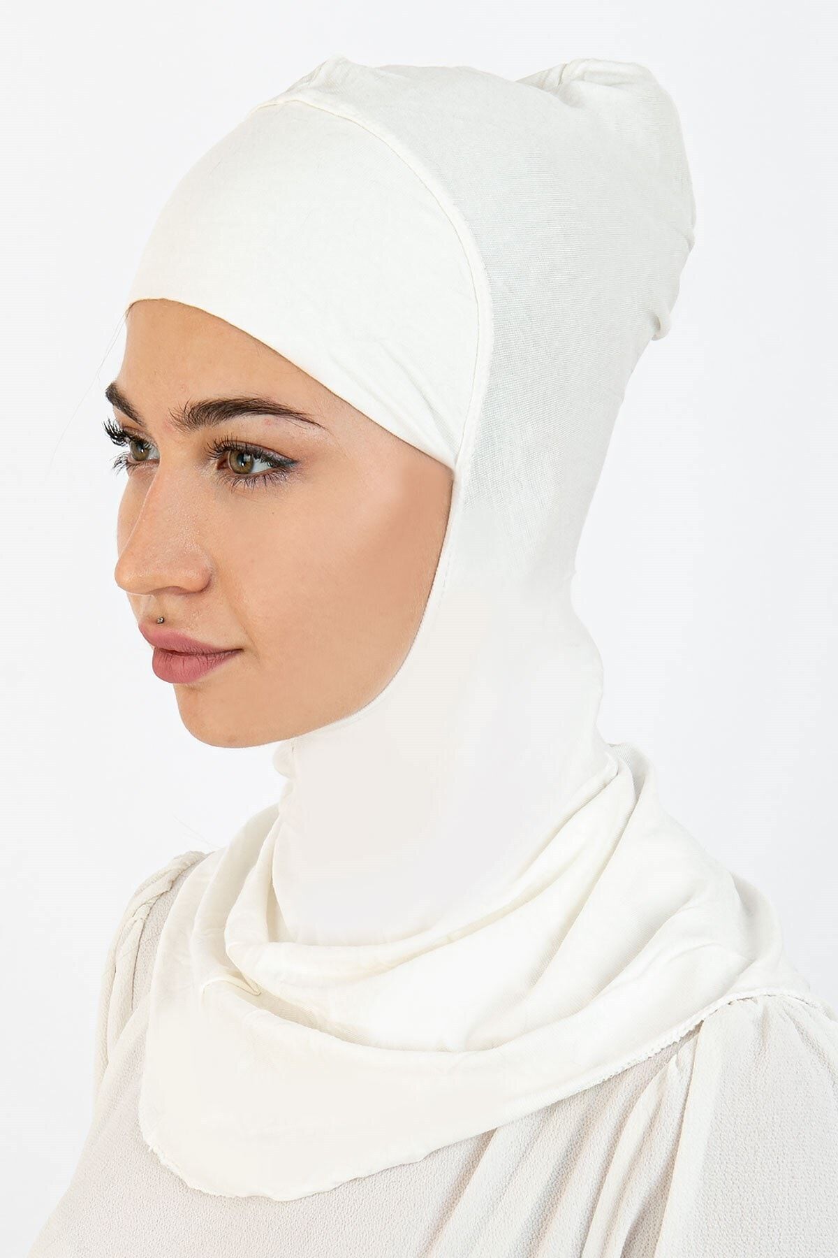 Eca Boyunluklu Hijab Bone Beyaz 03 Ebhb-st224
