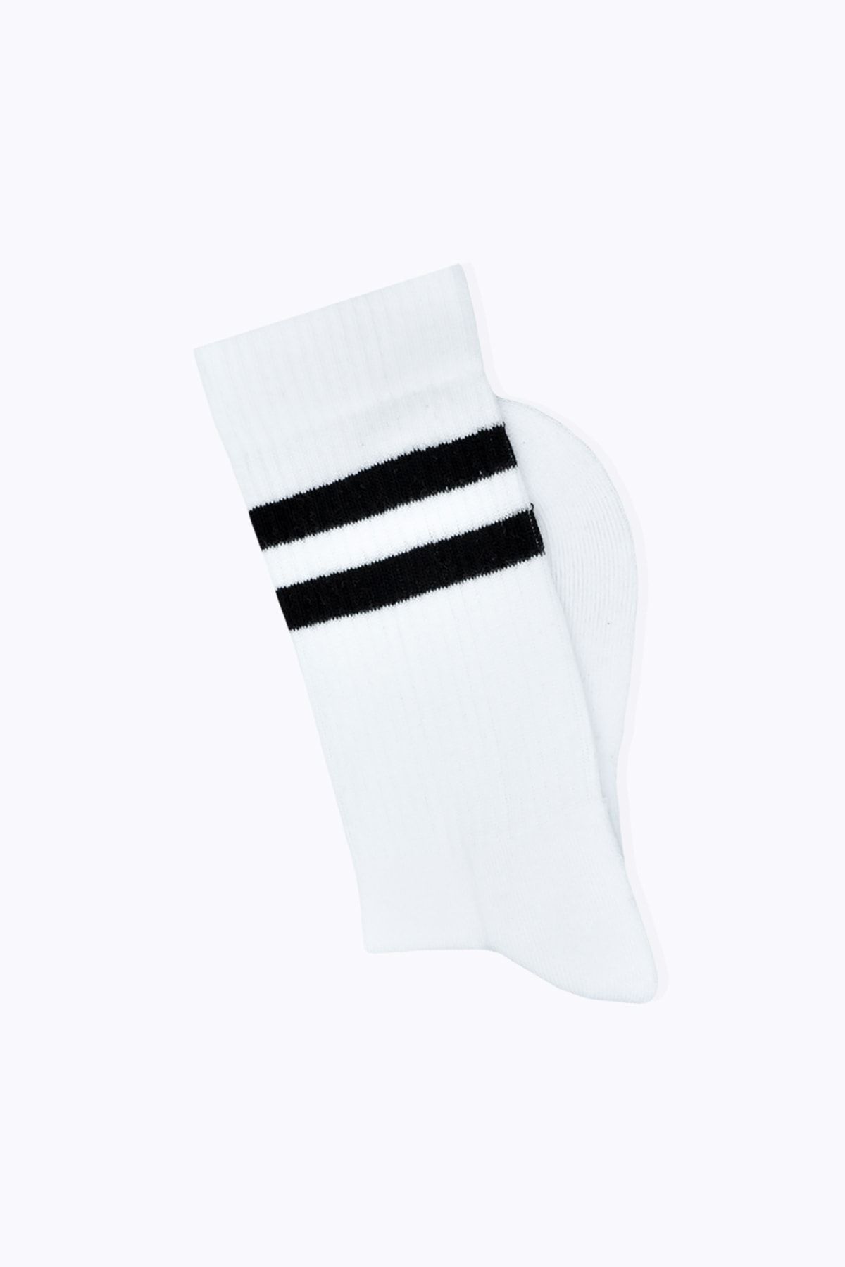 Socks Academy Siyah Çizgili Havlu Tabanlı Beyaz Çorap