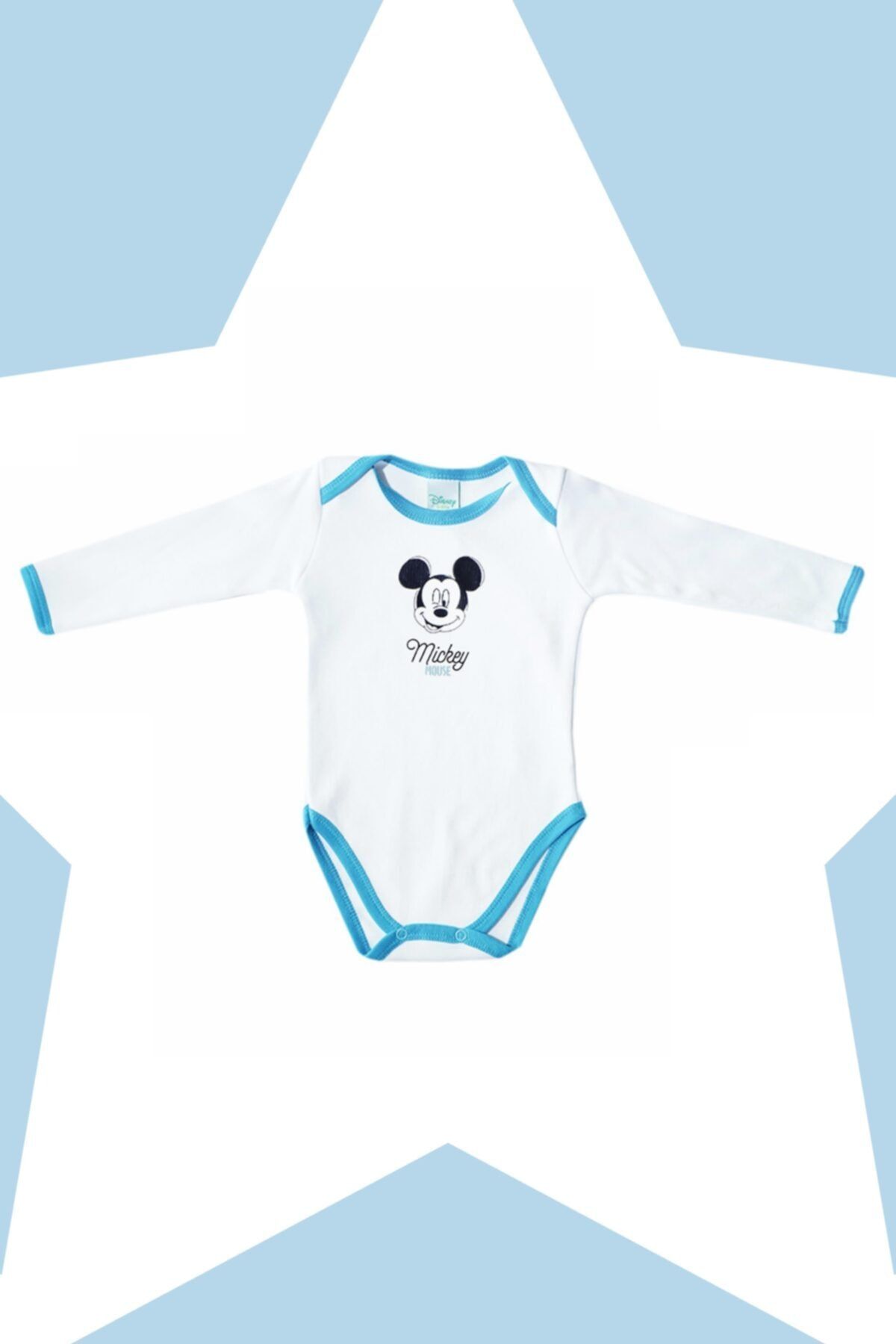 Mickey Mouse Erkek Bebek Lisanslı Uzun Kollu Zıbın Body
