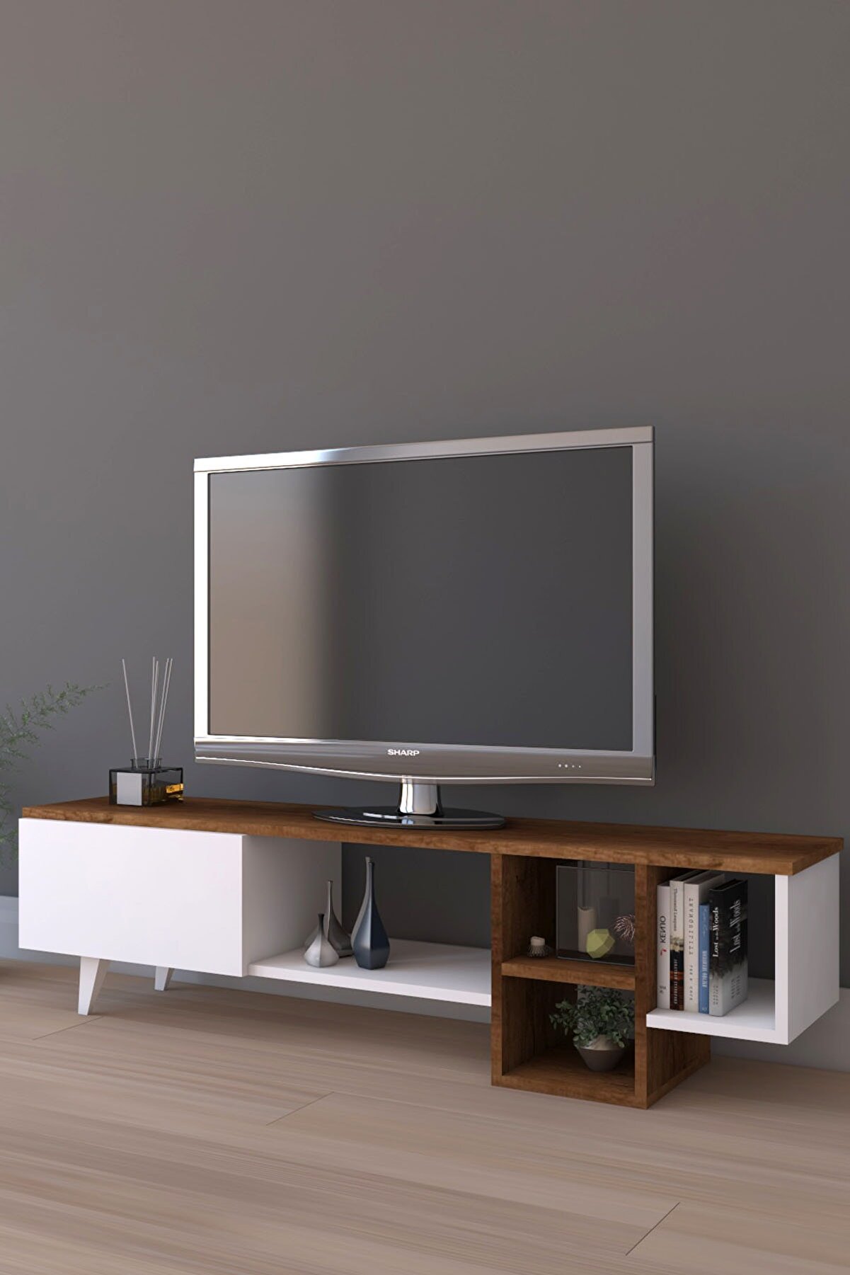 Platinreyon Platin Dekoratif Raflı Tv Ünitesi Televizyon