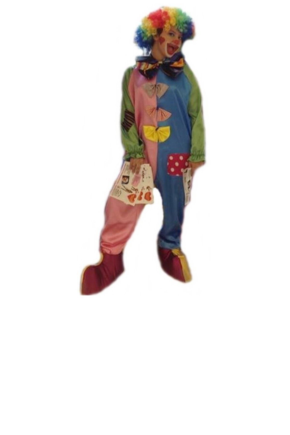 Kostüm Sarayı Palyaço Kostümü Yetişkin Model-7 | Papyonlu Yetişkin Palyaço Kostümü