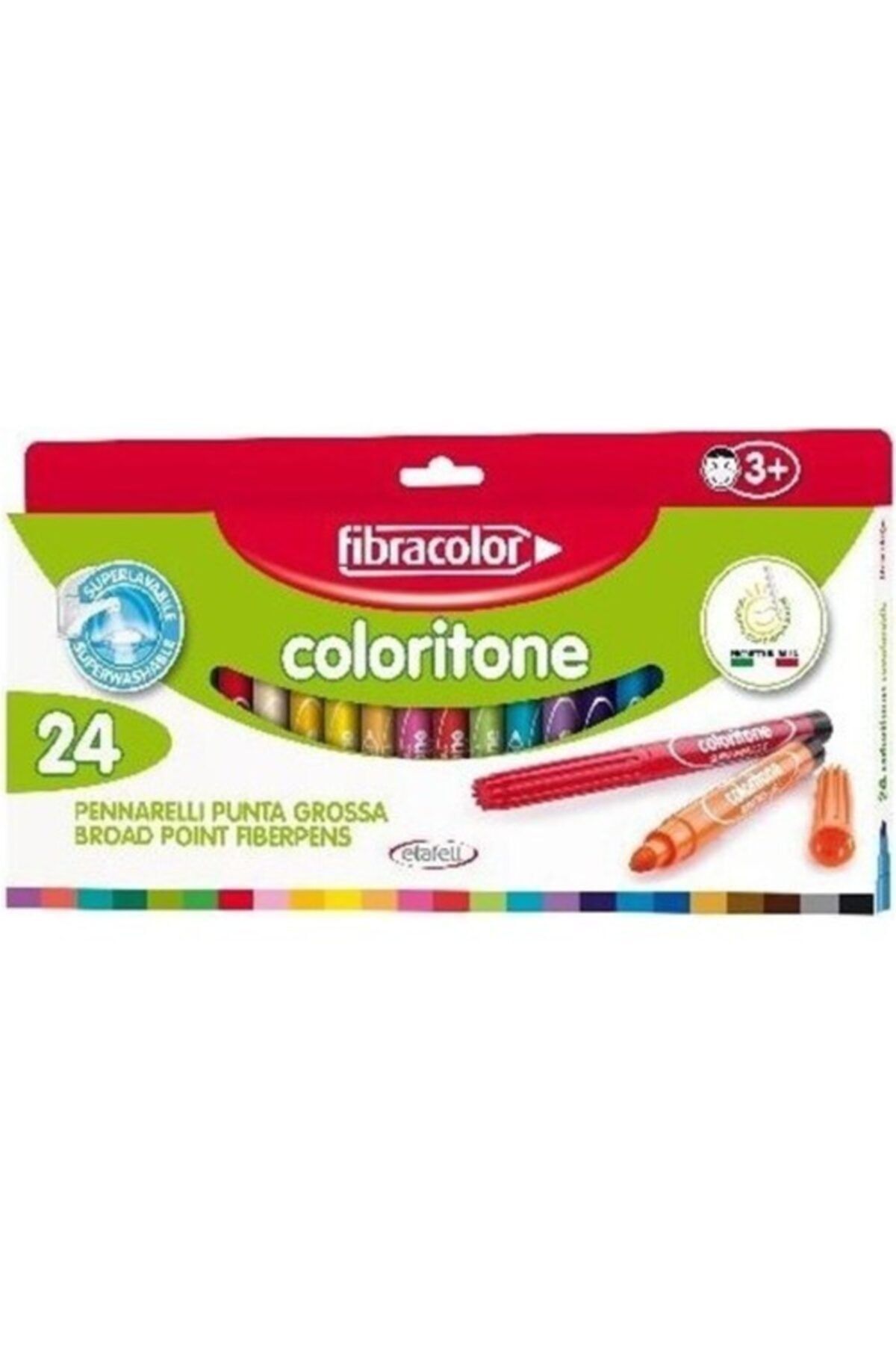 Fibracolor Coloritone Keçeli Kalem 24 Renk Jumbo Kalın