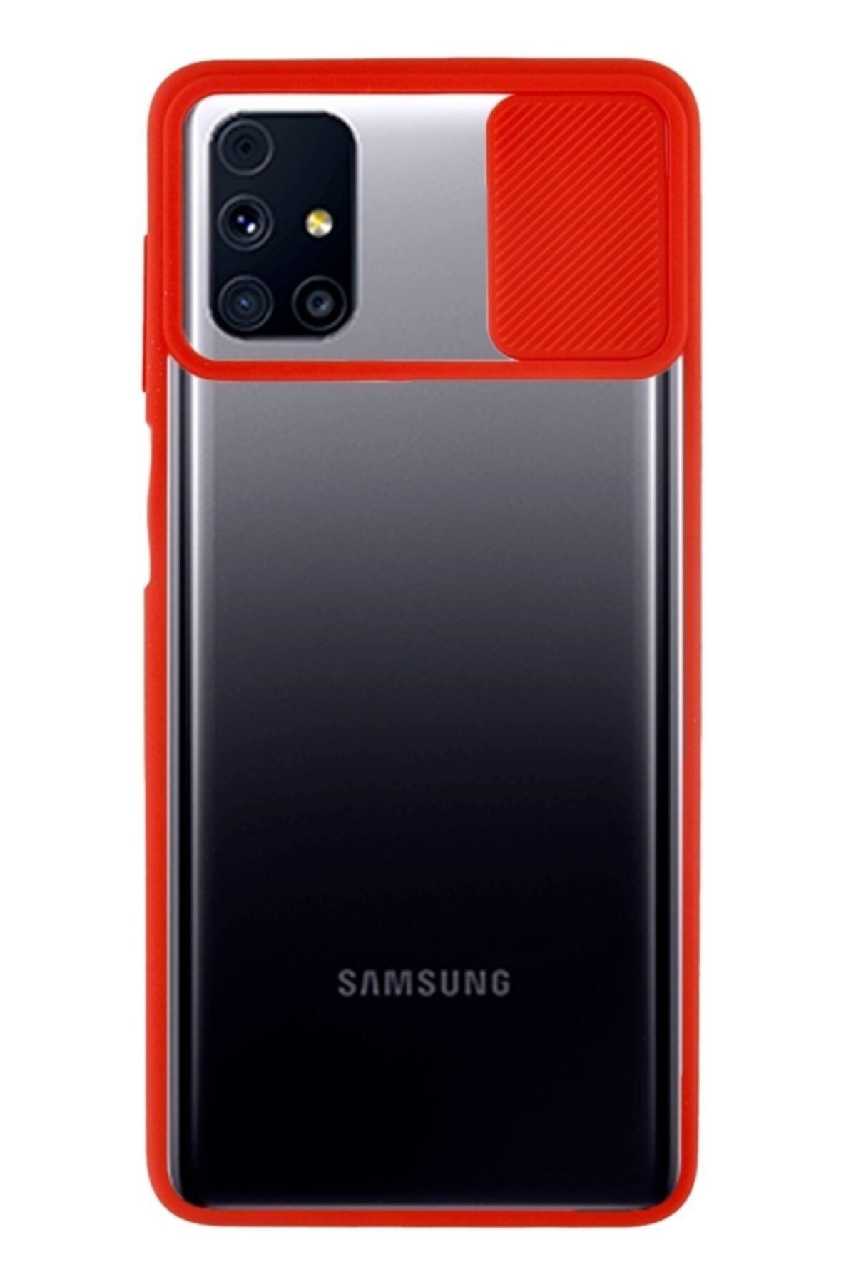 Mobilcadde Eiroo Lens Series Samsung Galaxy M31s Uyumlu Kırmızı Silikon Kılıf