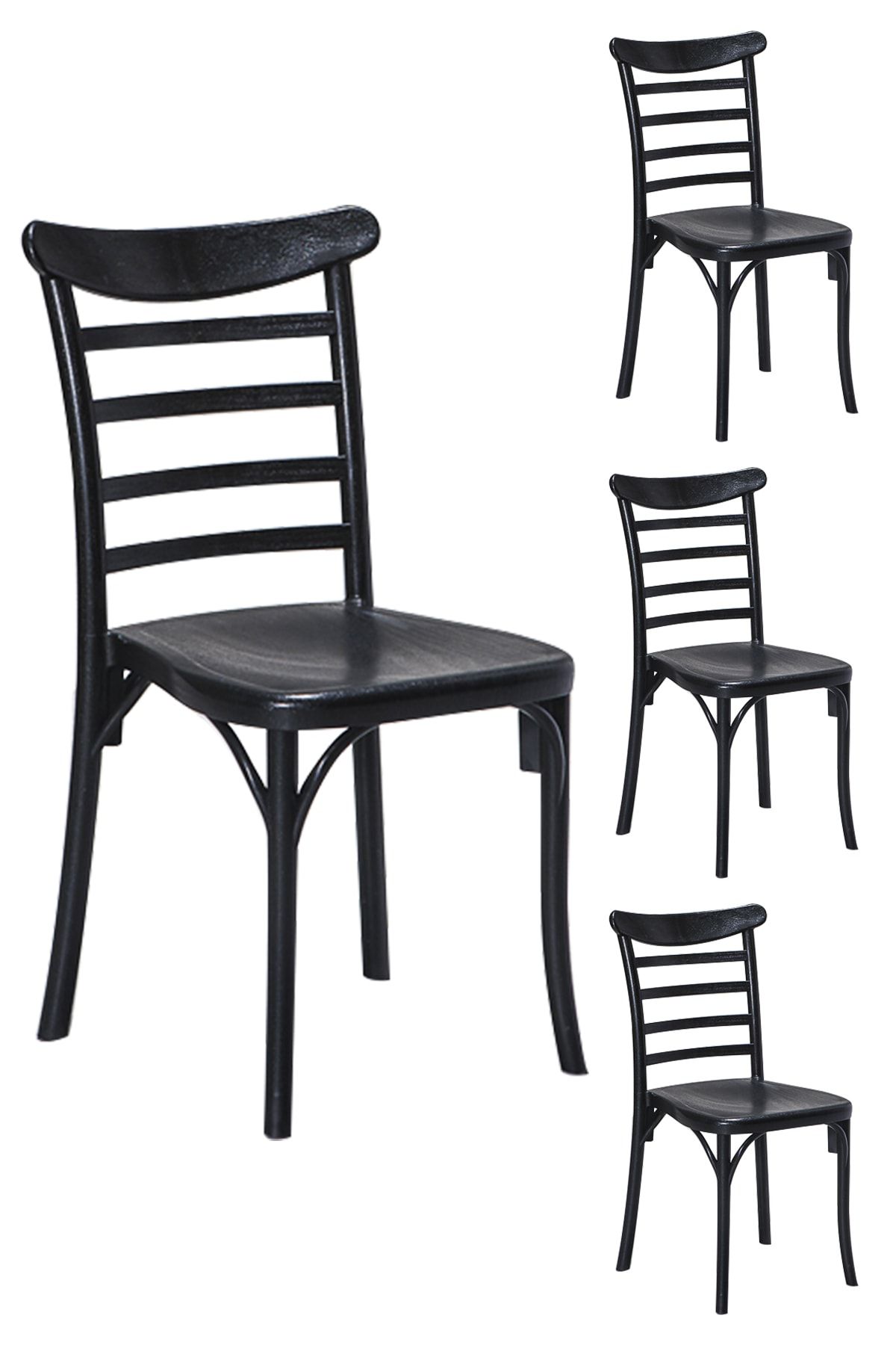 SANDALİE 4 Adet Efes Siyah Sandalye / Balkon-bahçe-mutfak