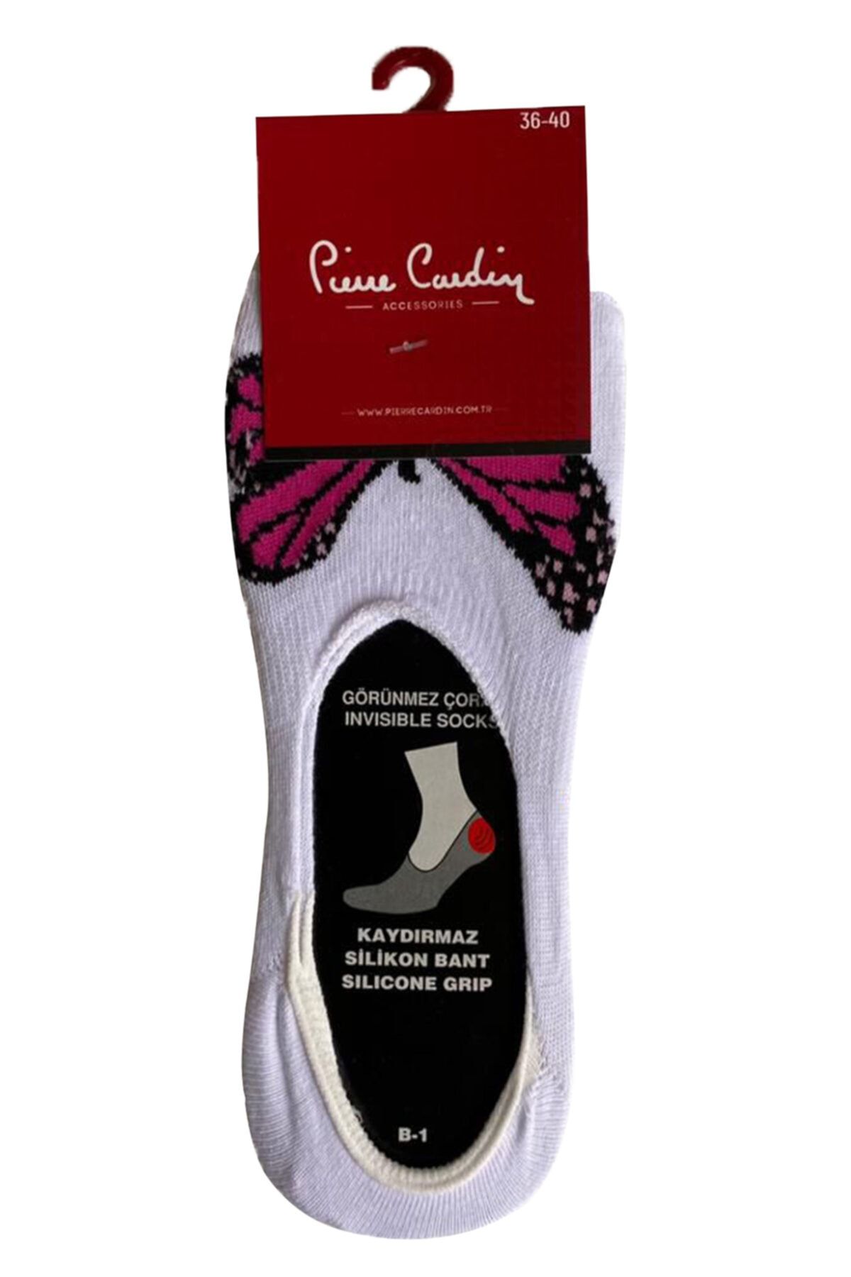 Pierre Cardin Kelebek Pamuk Kadın Görünmez Çorap Beyaz