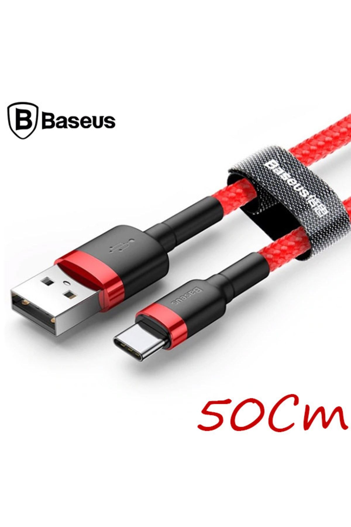 Baseus Cafule Usb Type C 0.50cm 3.0a Hızlı Şarj Halat Usb Kablo Siyah,kırmızı