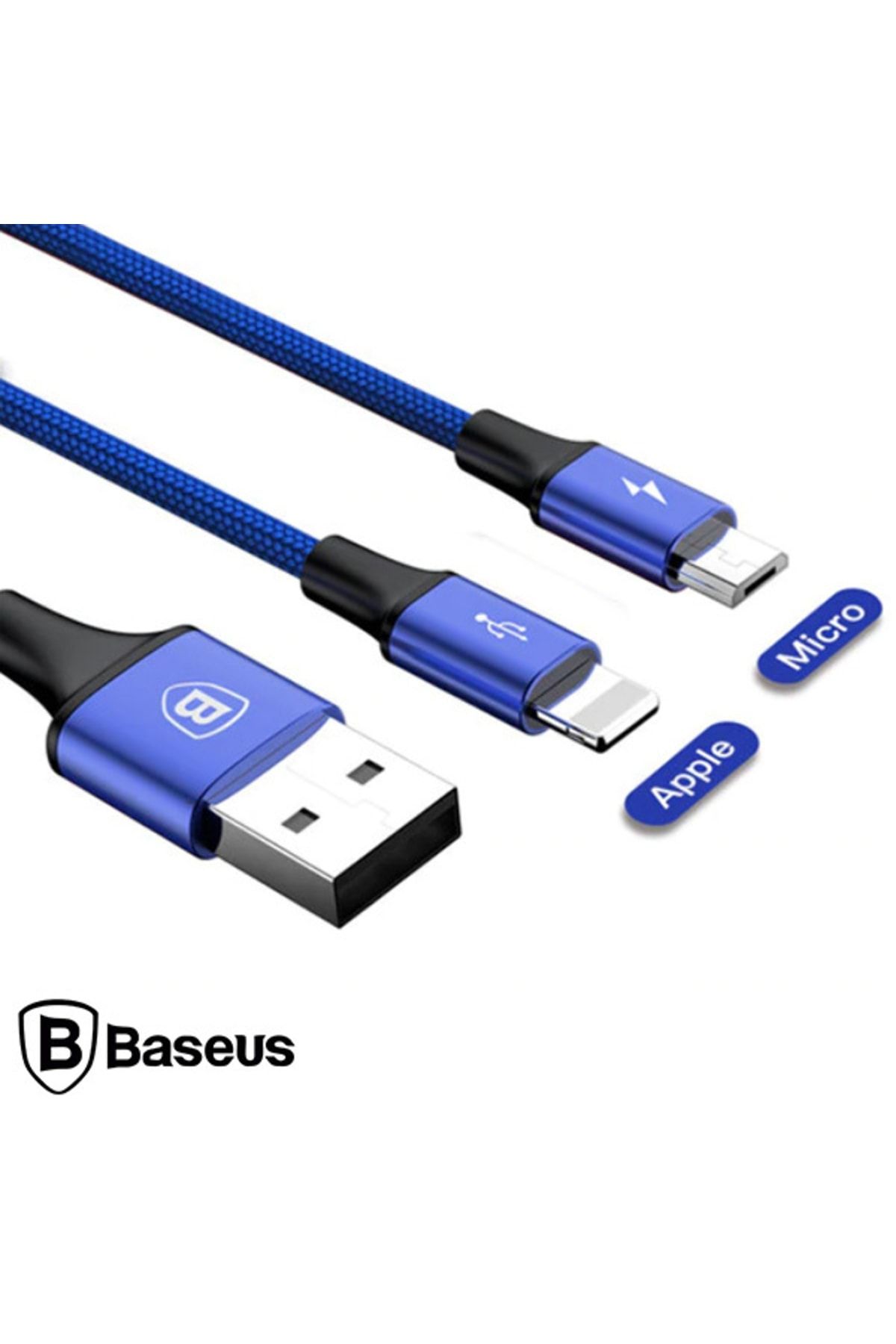 Baseus Baseus Rapid Series 2in1 Iphone+ Micro Usb 3.0a Usb Kablo Şarj 120cm