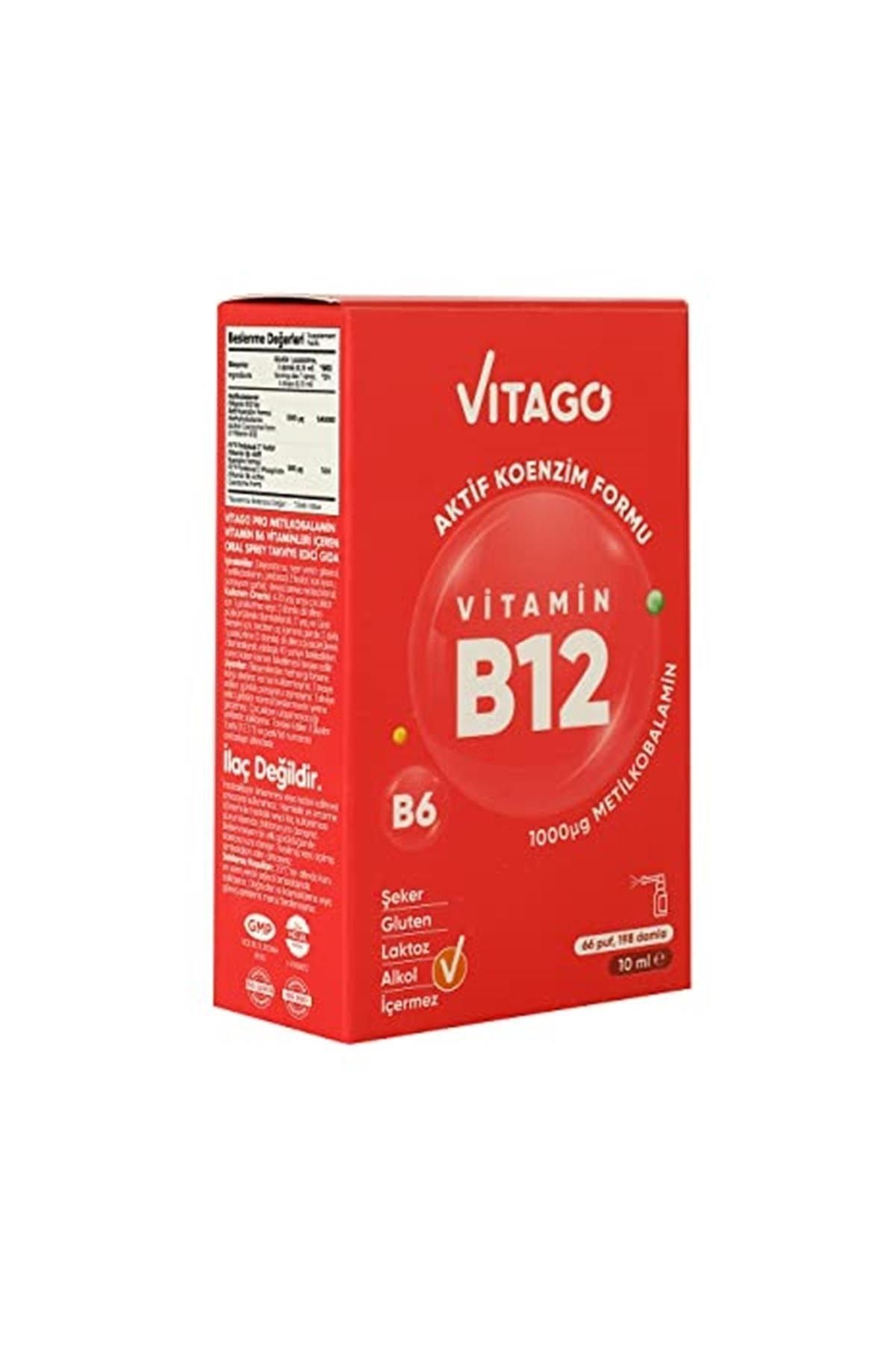 Vitago B12 Vitamini Metilkobalamin, Vitamin B6 Içeren 10 Ml Sprey