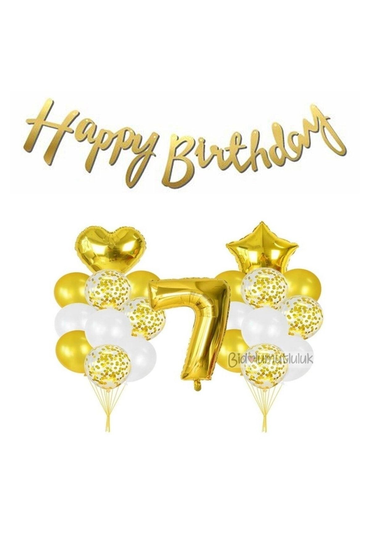 BİDOLUMUTLULUK Yaş Gold Folyo Balon Şeffaf Balon Seti Doğum Günü Parti Seti