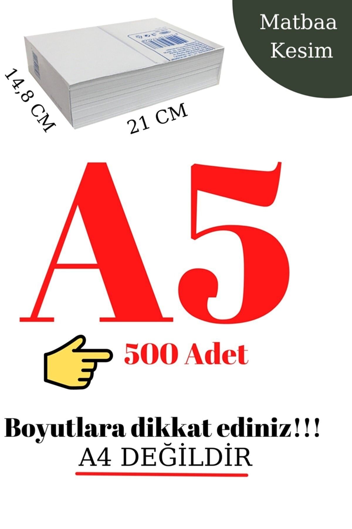 Mçb Group 500 Adet A5 Fotokopi Kağıdı (A4'ÜN YARISIDIR) A5 Kağıt Baskı Kağıdı Yazıcı Kağıdı 80 Gr/m2