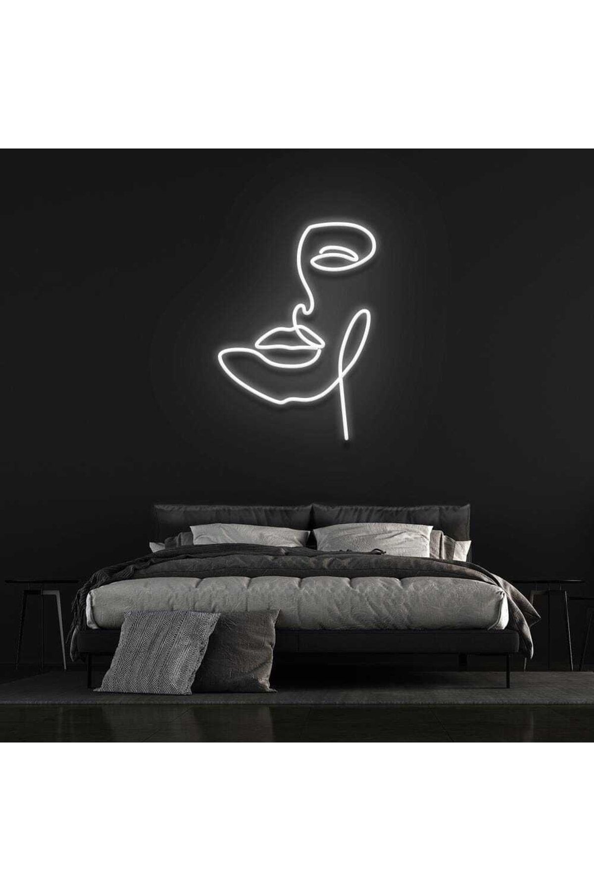 SMİLE CONCEPT Yarım Yüz - Neon Led Dekoratif Duvar Yazısı Tabelası Aydınlatması Gece Lambası Smc -1018