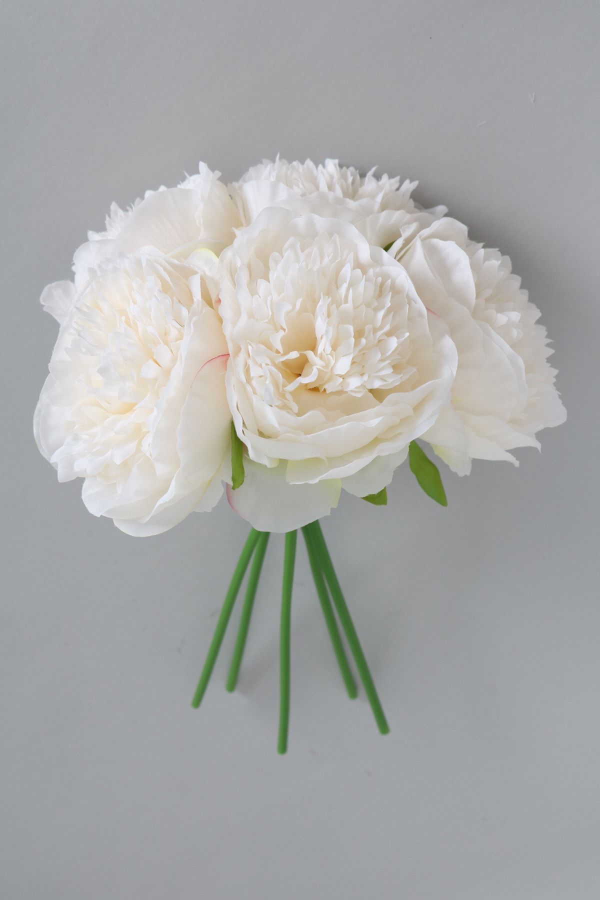Yapay Çiçek Deposu Yapay Çiçek 5li Açmış Lüx Şakayık Gül Buketi Kırık Beyaz