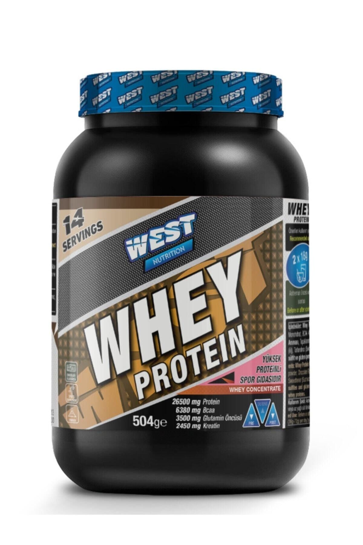 West Nutrition Whey Protein Tozu 504 Gr 14 Servis Çikolata Aromalı