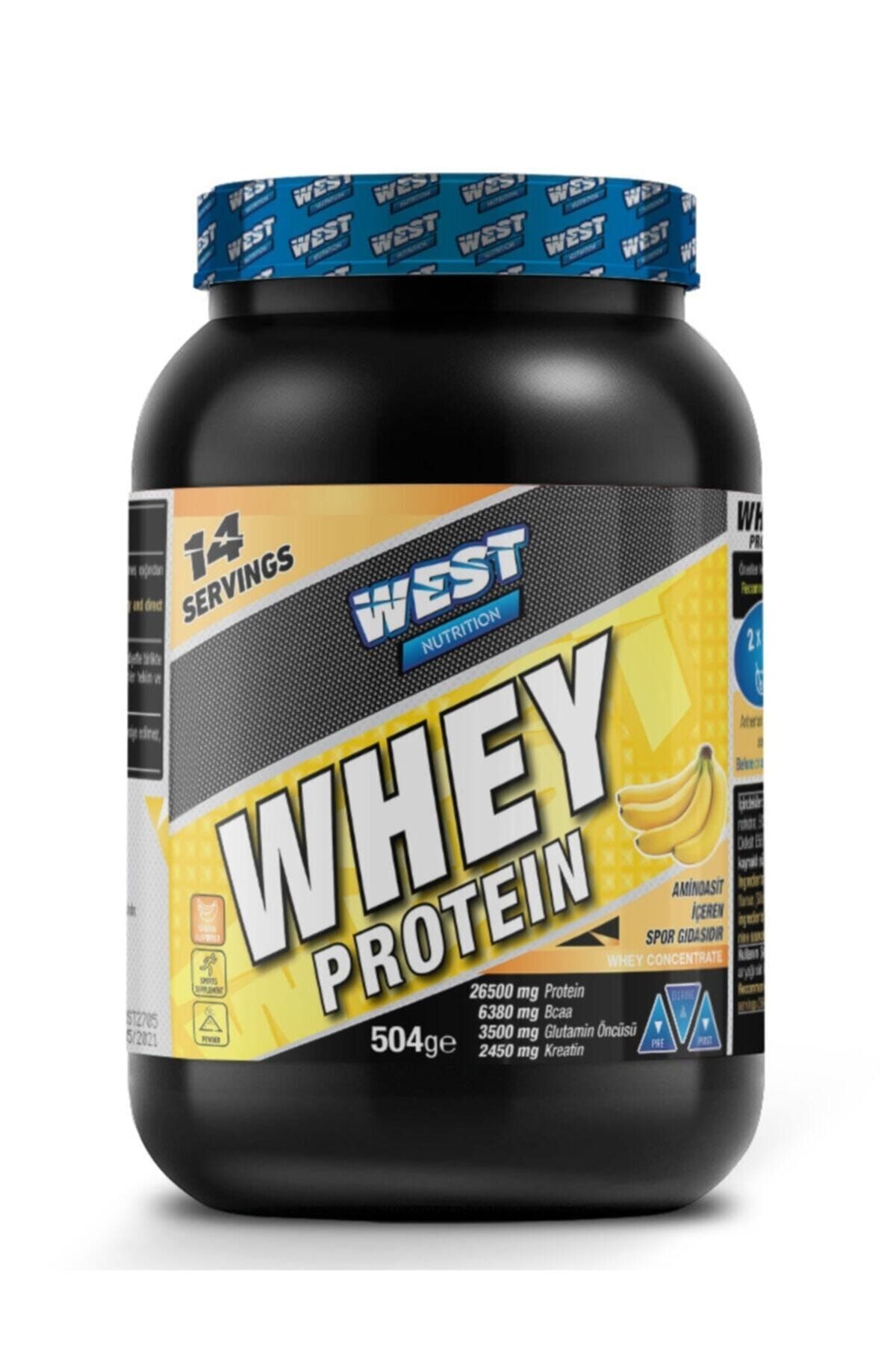 West Nutrition Whey Protein Tozu 504 Gr 14 Servis Muz Aromalı