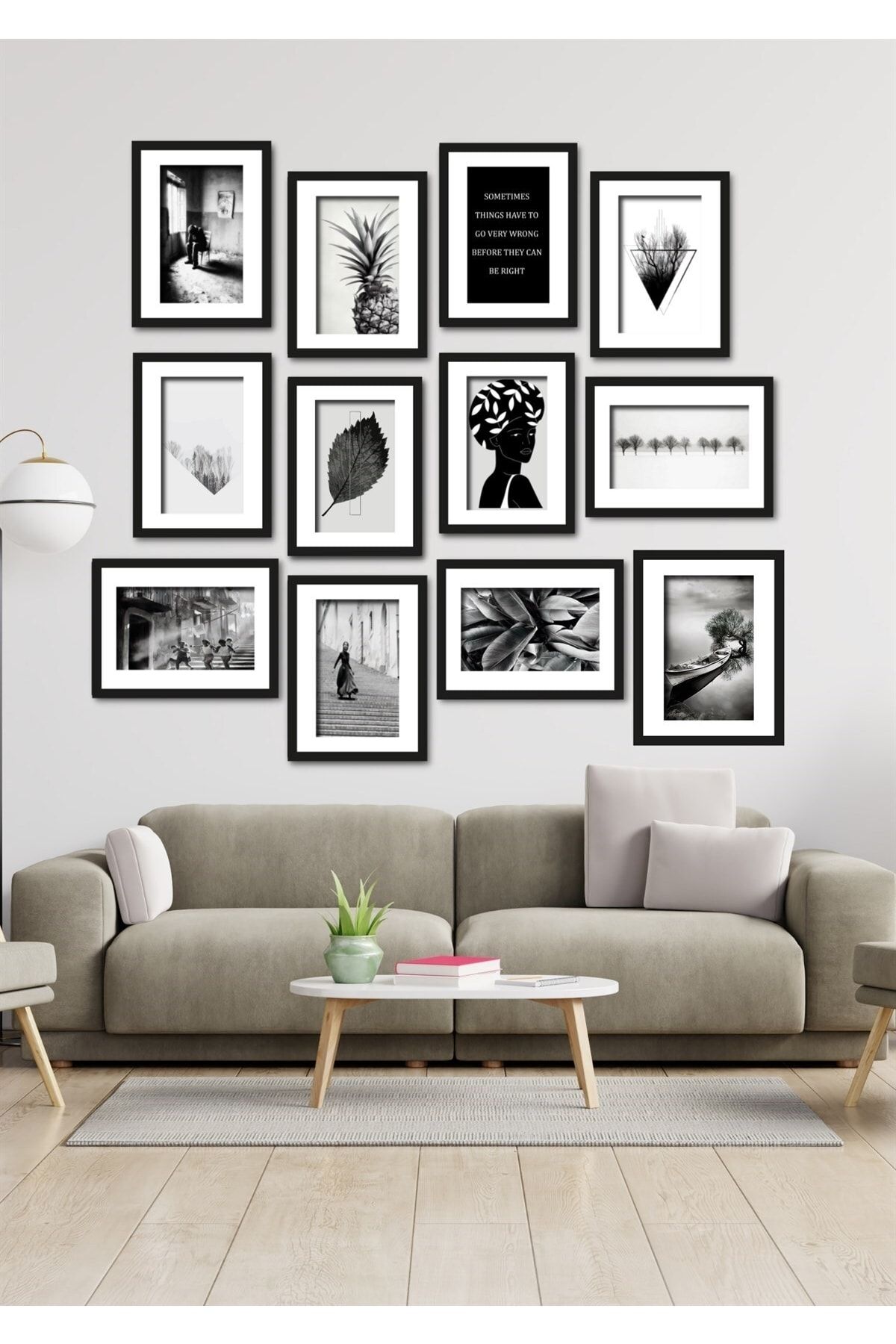 NT Handmade 12 Parça Siyah Beyaz Desenler Duvar Dekoru Salon Oturma Yatak Odası Ofis Mutfak Için Tablo Seti