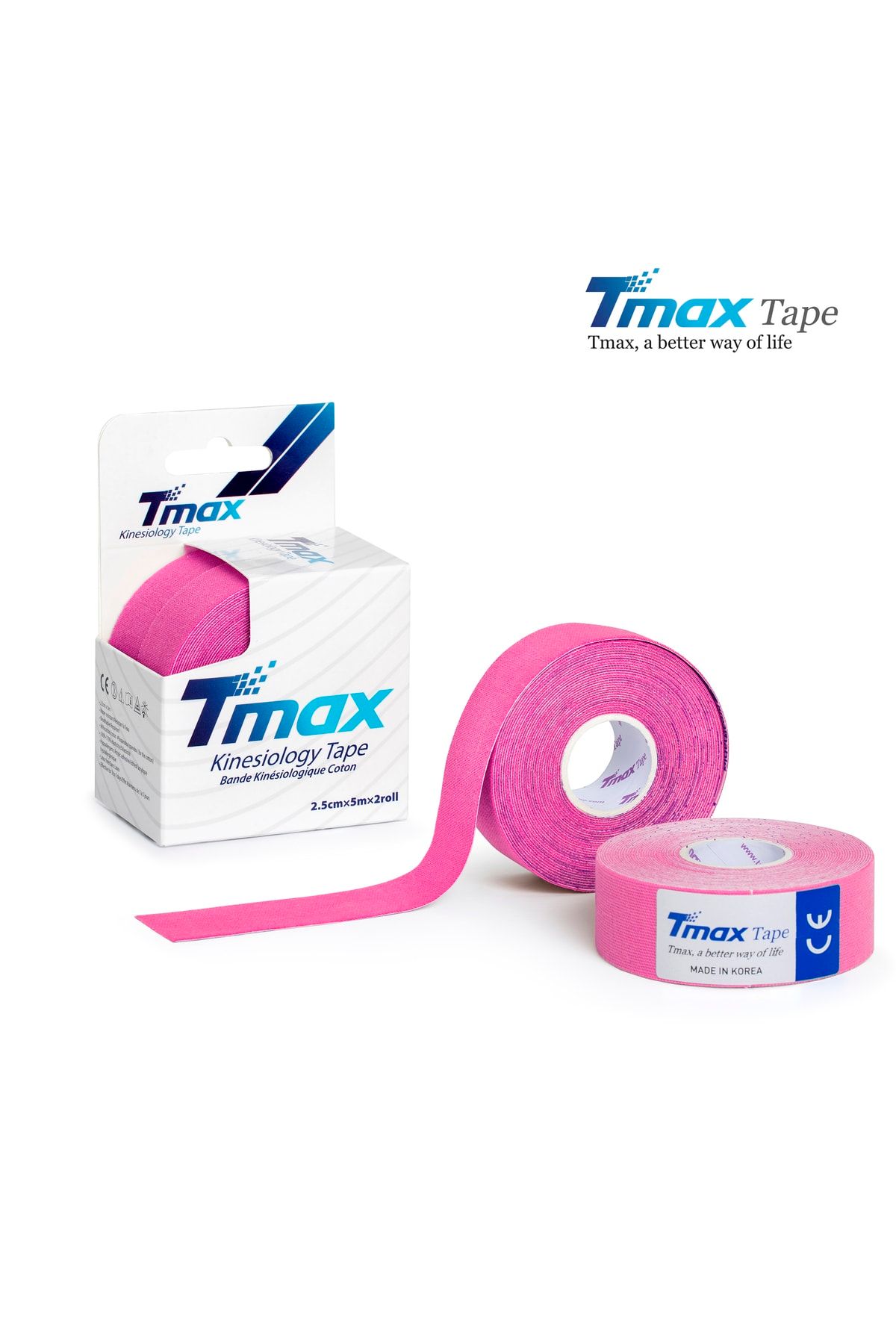 TMAX Kinesio Tape Ağrı Bandı 2,5 Cm X 5 Metre Pembe Renk – 2 Adet