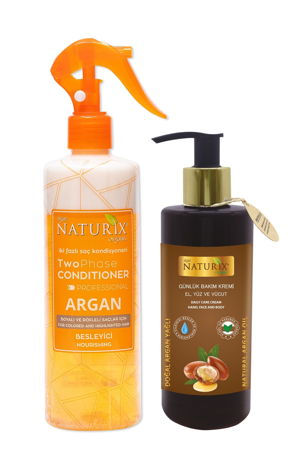 Naturix Bakımsız Saçlara Argan Yağlı Iki Fazlı Sıvı Saç Kremi 400 Ml + Argan El Yüz Vücut Losyonu 250 Ml