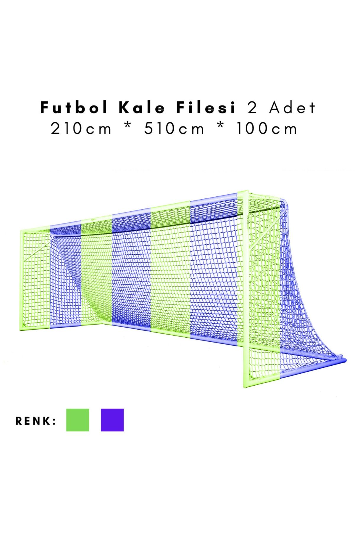 ÖZBEK Futbol Kale Filesi - Halı Saha Kale Ağı 210 * 510 * 100cm (2 Adet File)
