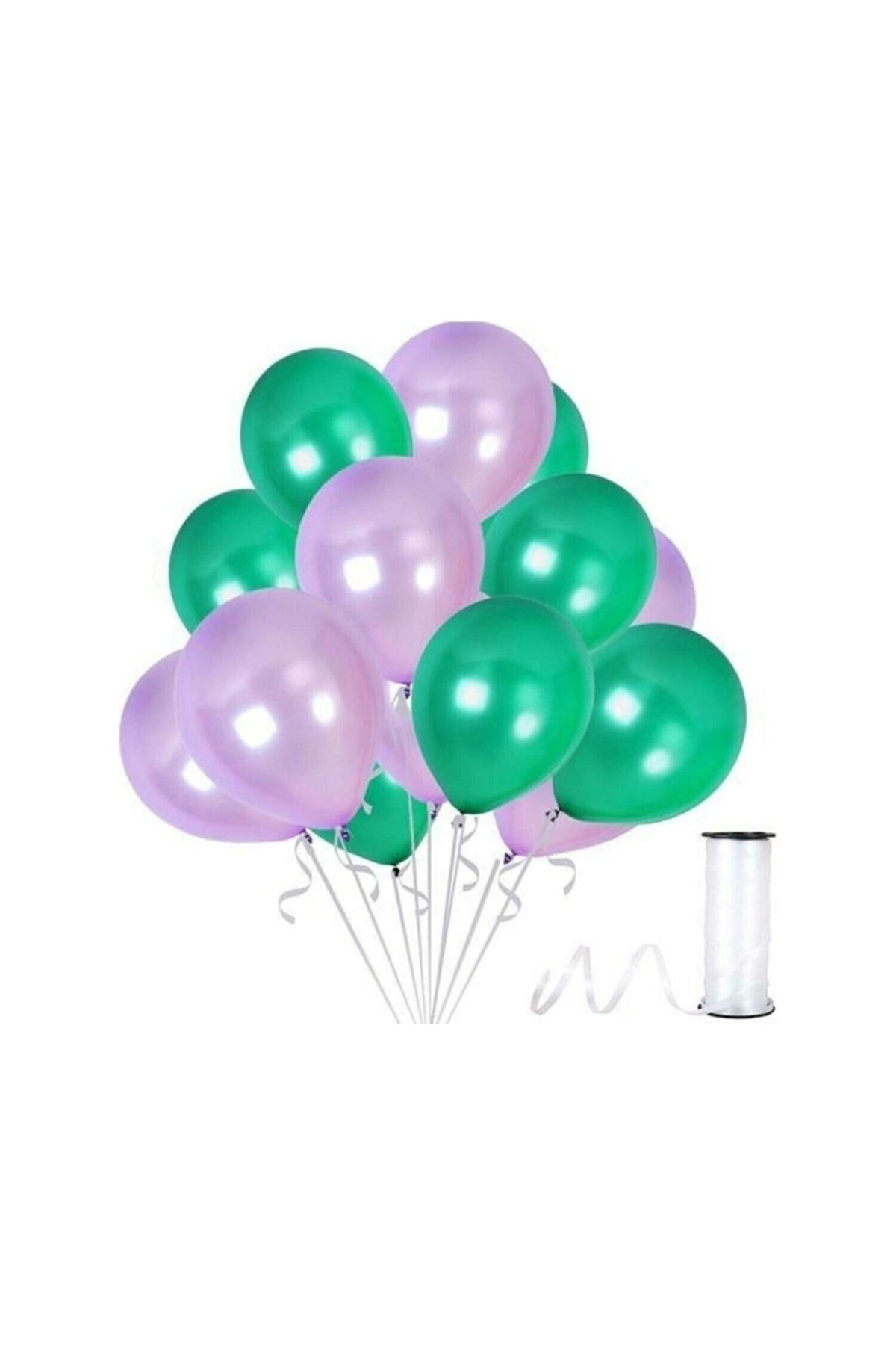 HKNYS 100 Adet Metalik Balon (koyu Yeşil - Lila )- Helyum Gazı Uyumludur.-dogum Günü Parti Balonları