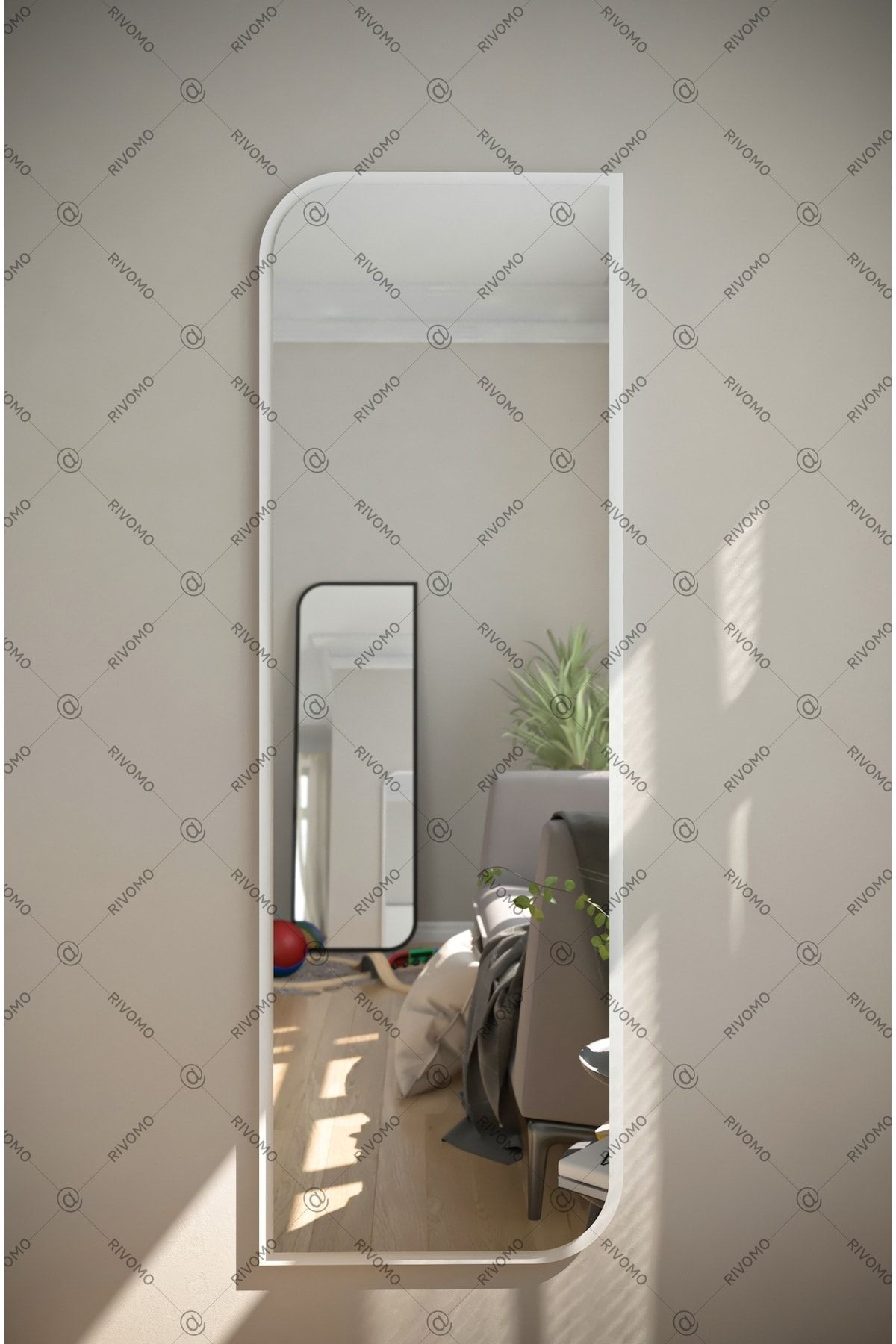 rivomo Beyaz Dekoratif Boy Aynası 150x50